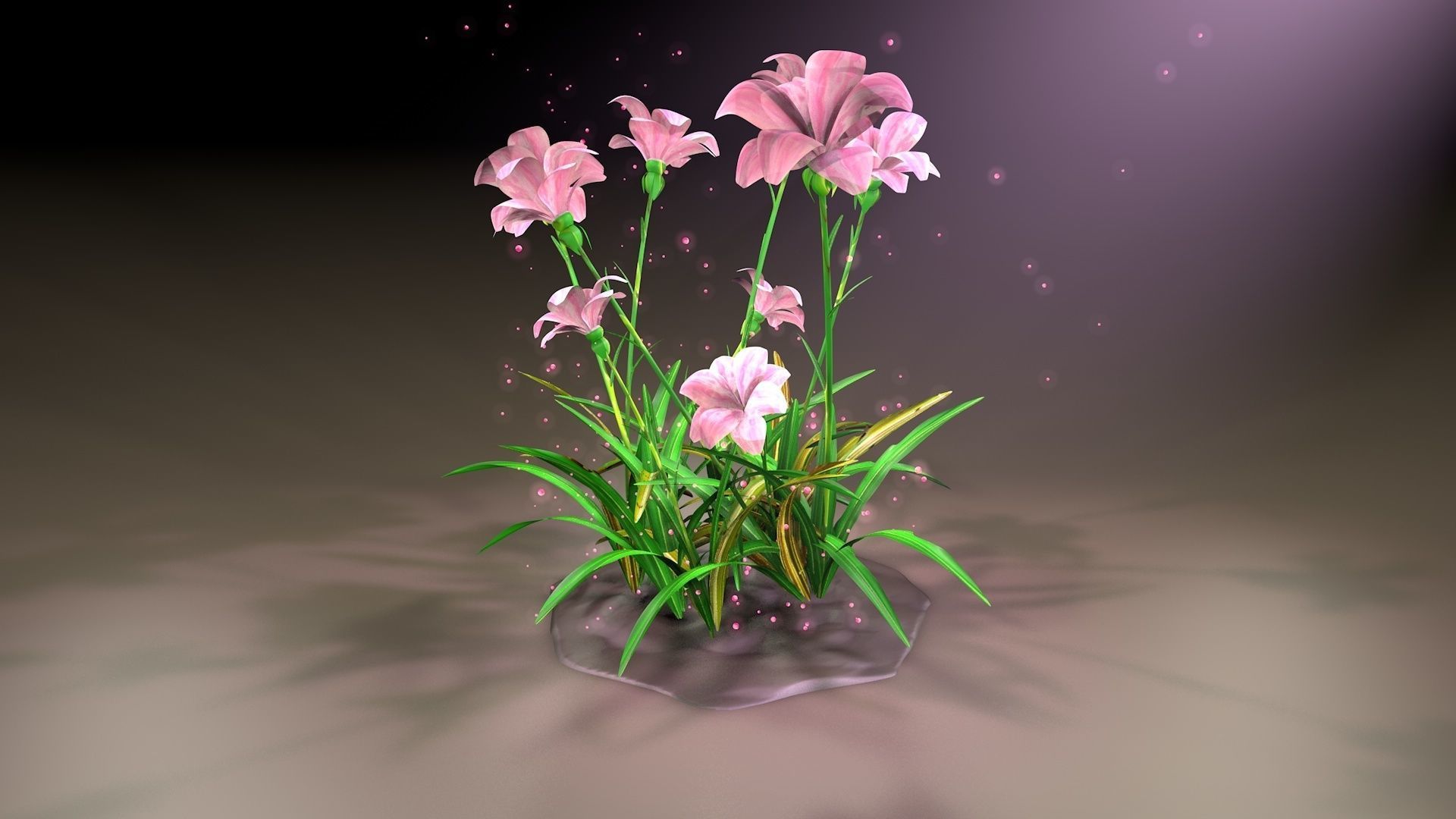 Grass Flower Low-poly 3D model_2