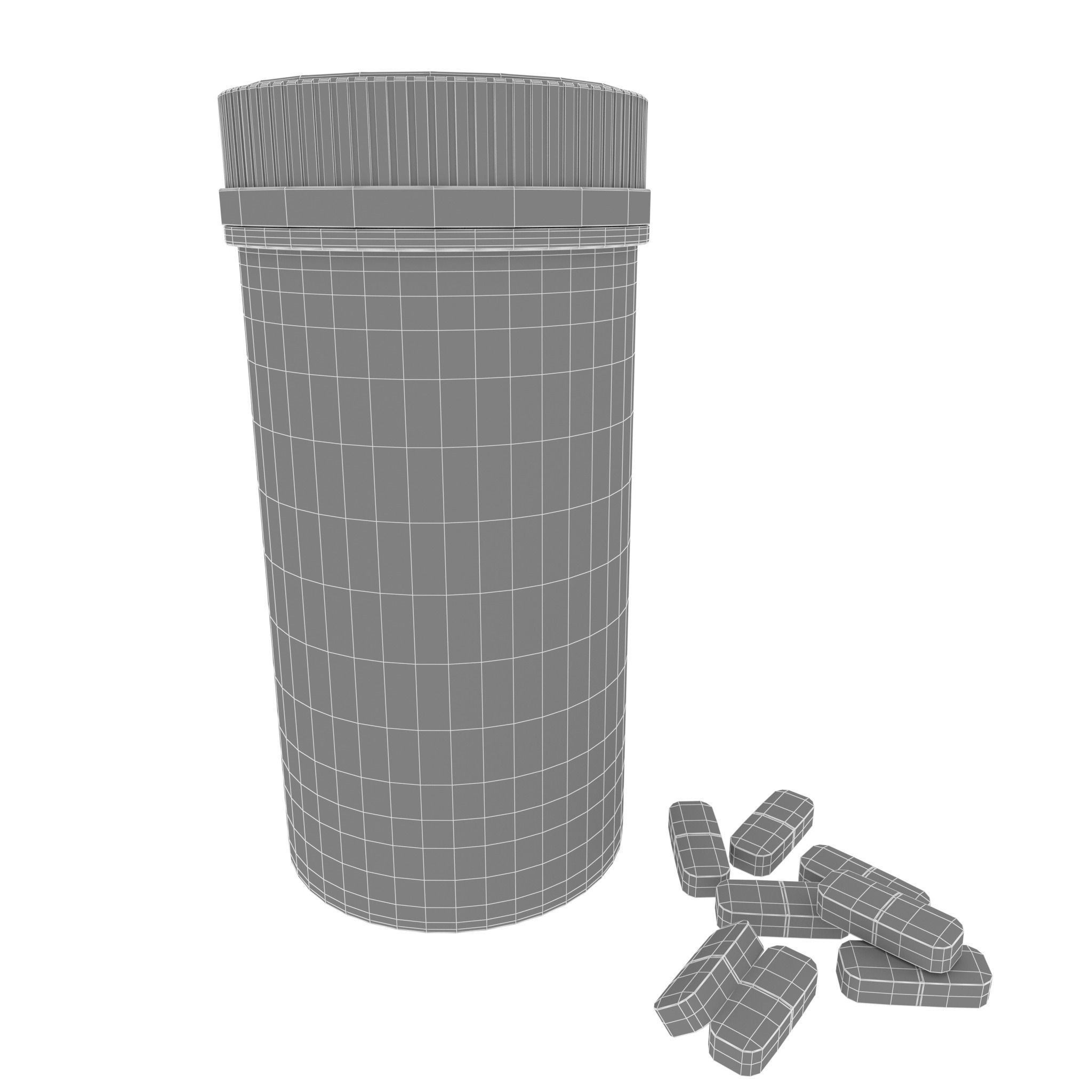 Supplement Plastic Bottle Low-poly 3D model_8
