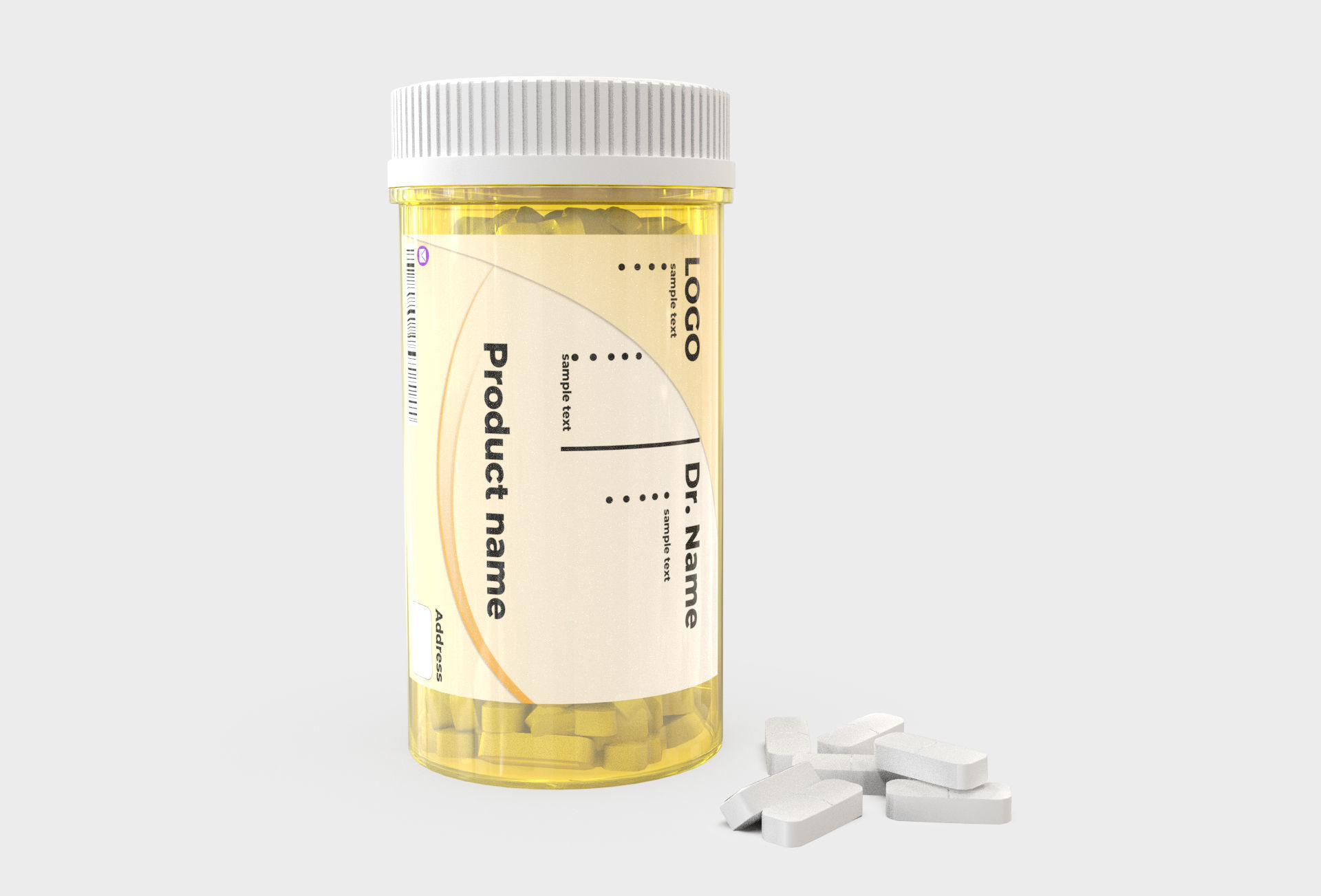 Supplement Plastic Bottle Low-poly 3D model_2