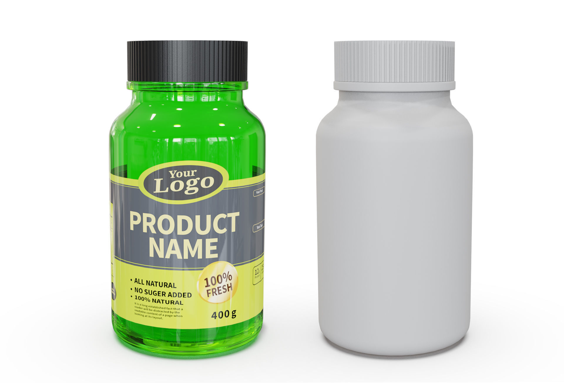 Supplement Plastic Bottle Low-poly 3D model_4