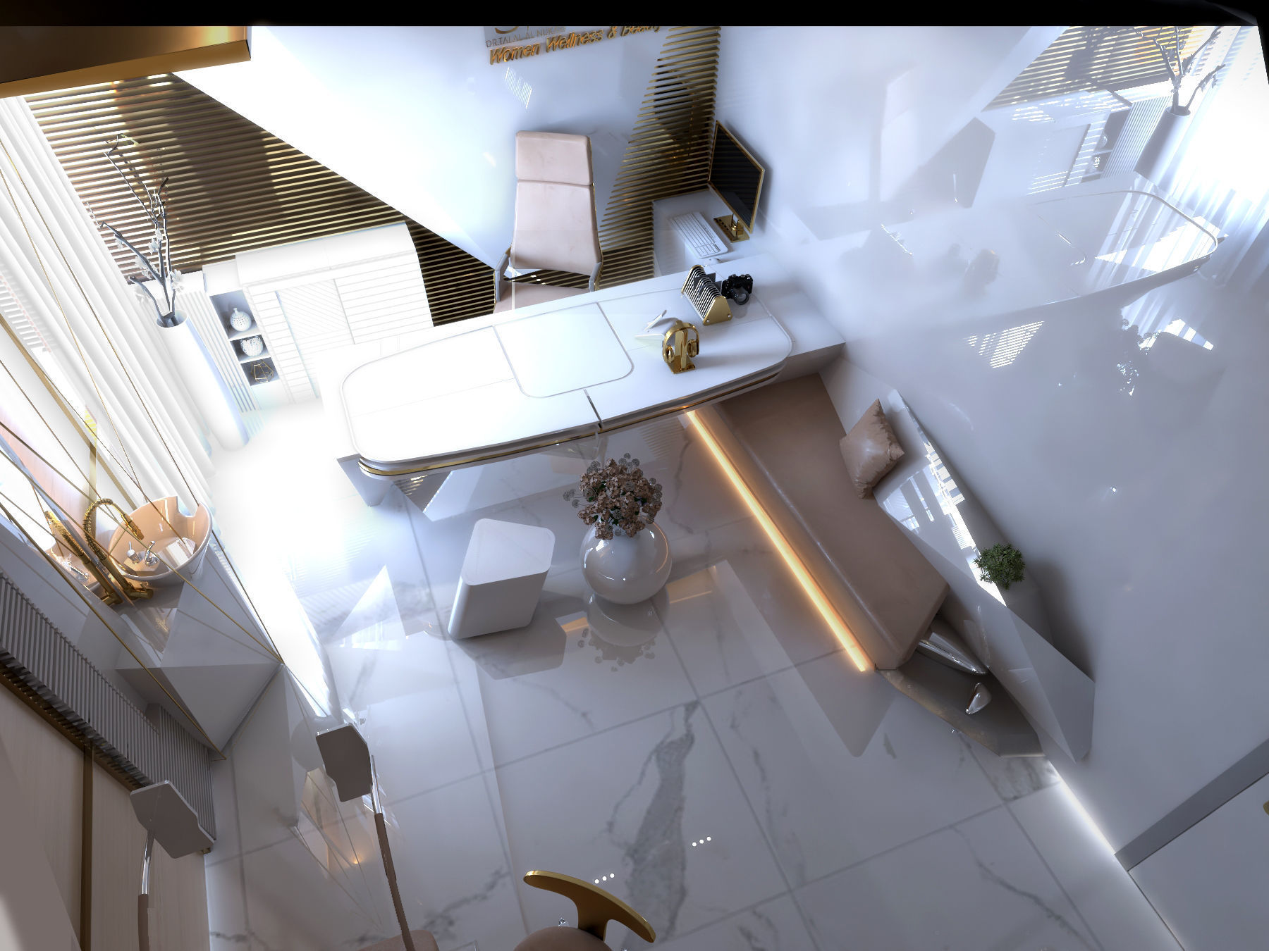 Clinic modern office with furniture and lighting 3D model_2