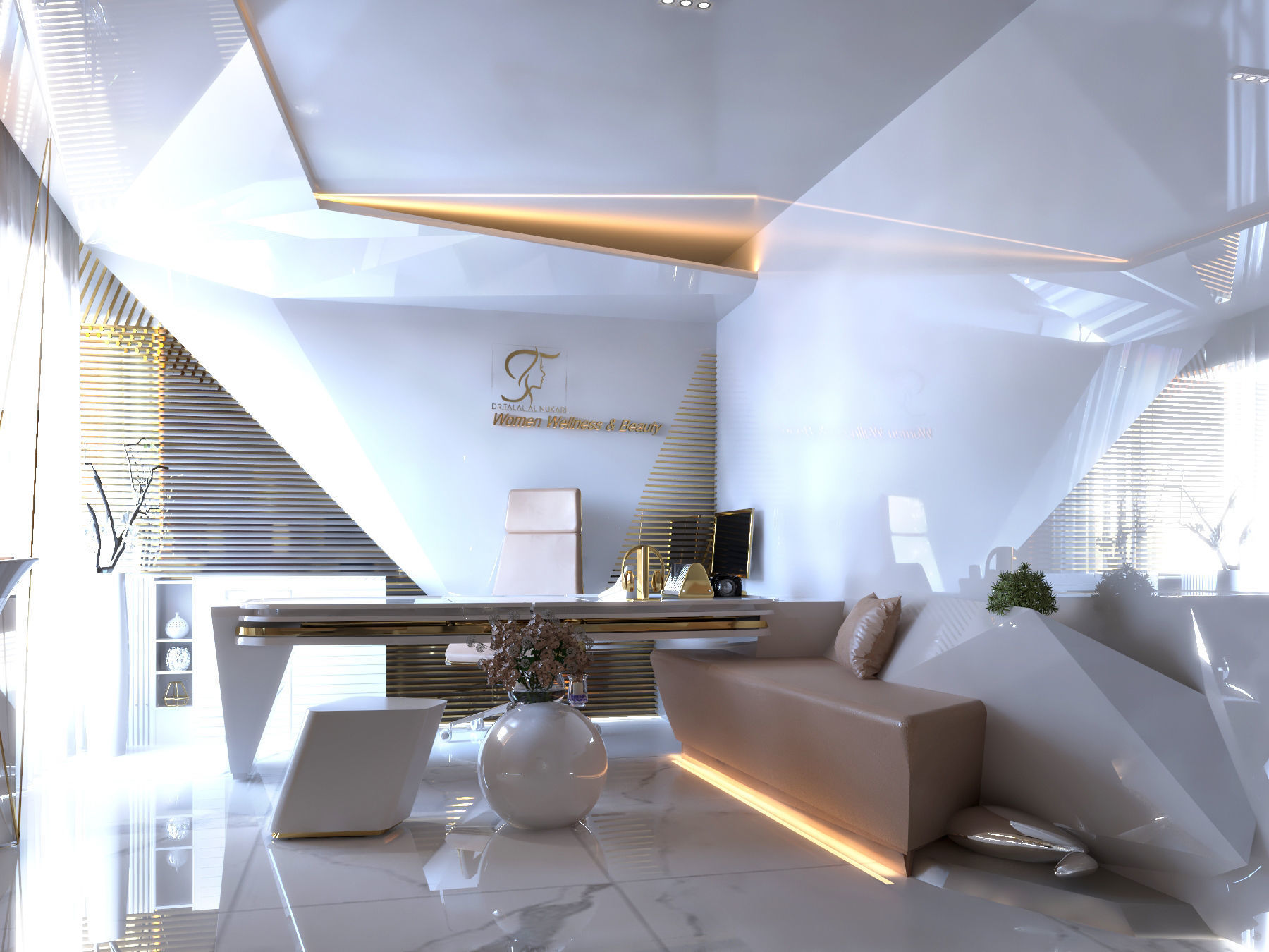 Clinic modern office with furniture and lighting 3D model_1