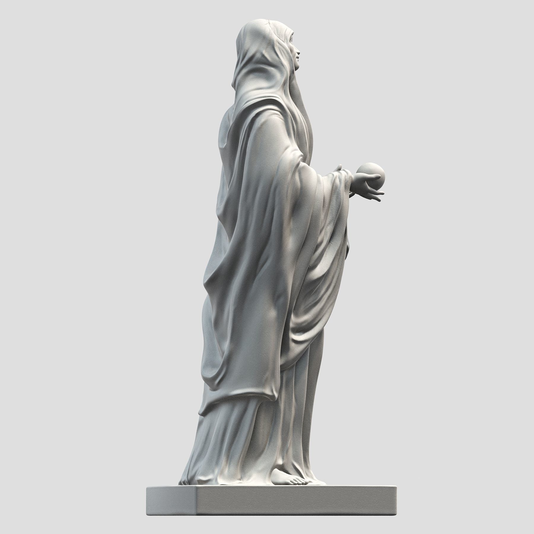 Virgin statue with cloak 3D print model_7