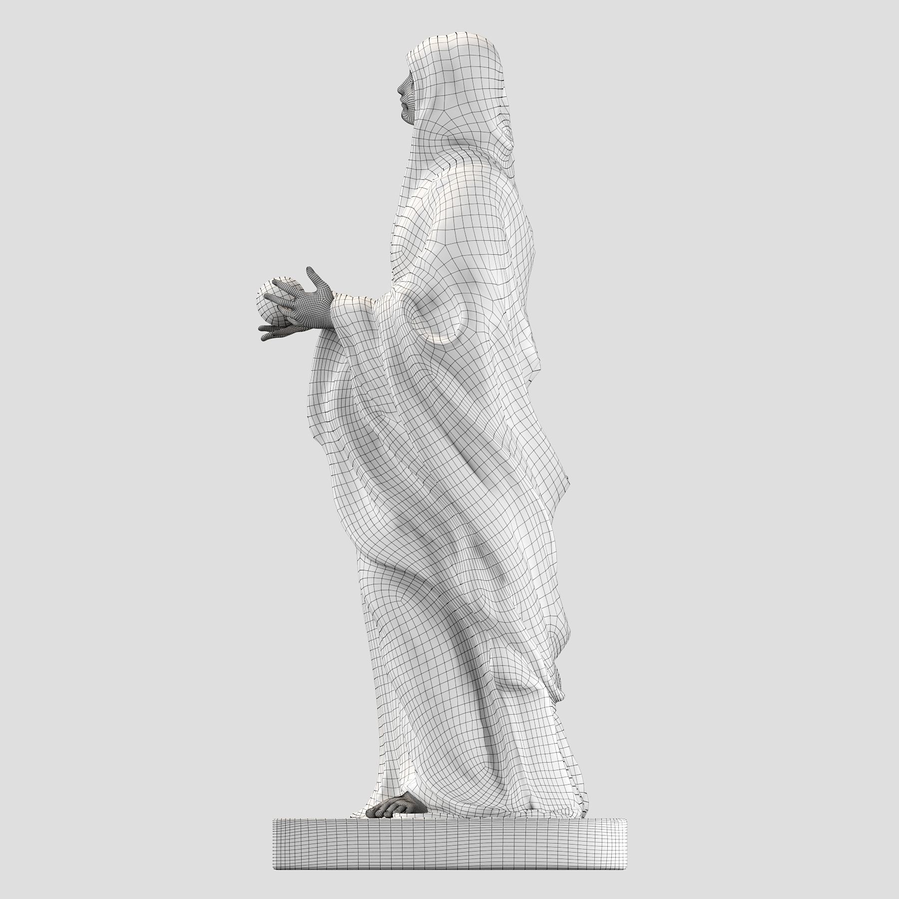 Virgin statue with cloak 3D print model_10