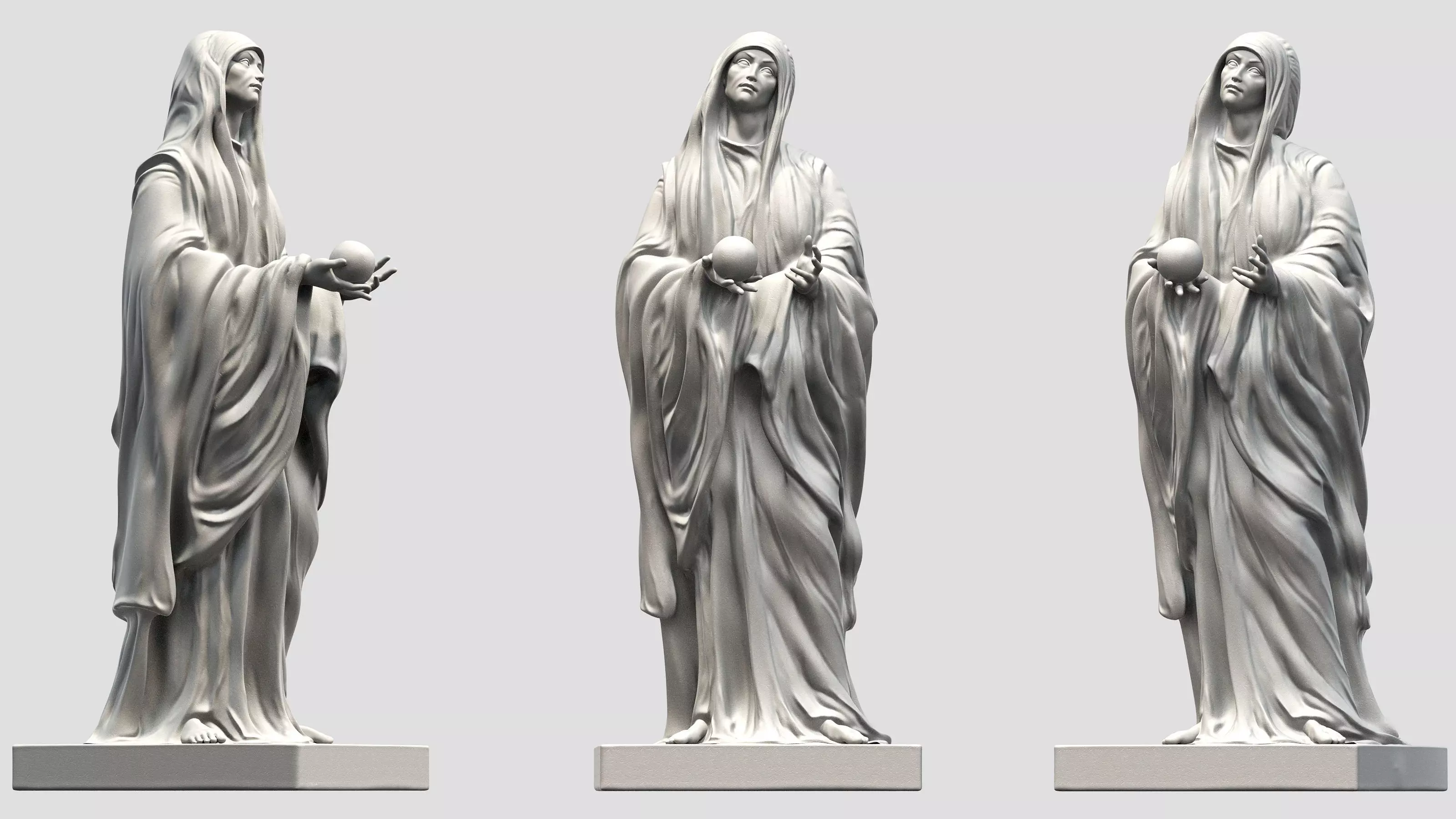 Virgin statue with cloak 3D print model_0