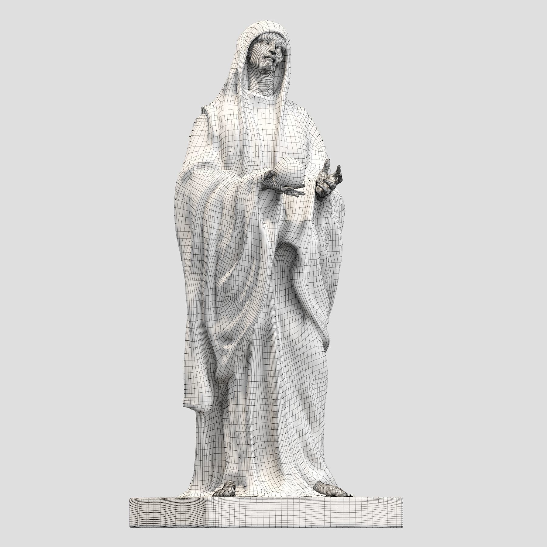 Virgin statue with cloak 3D print model_15