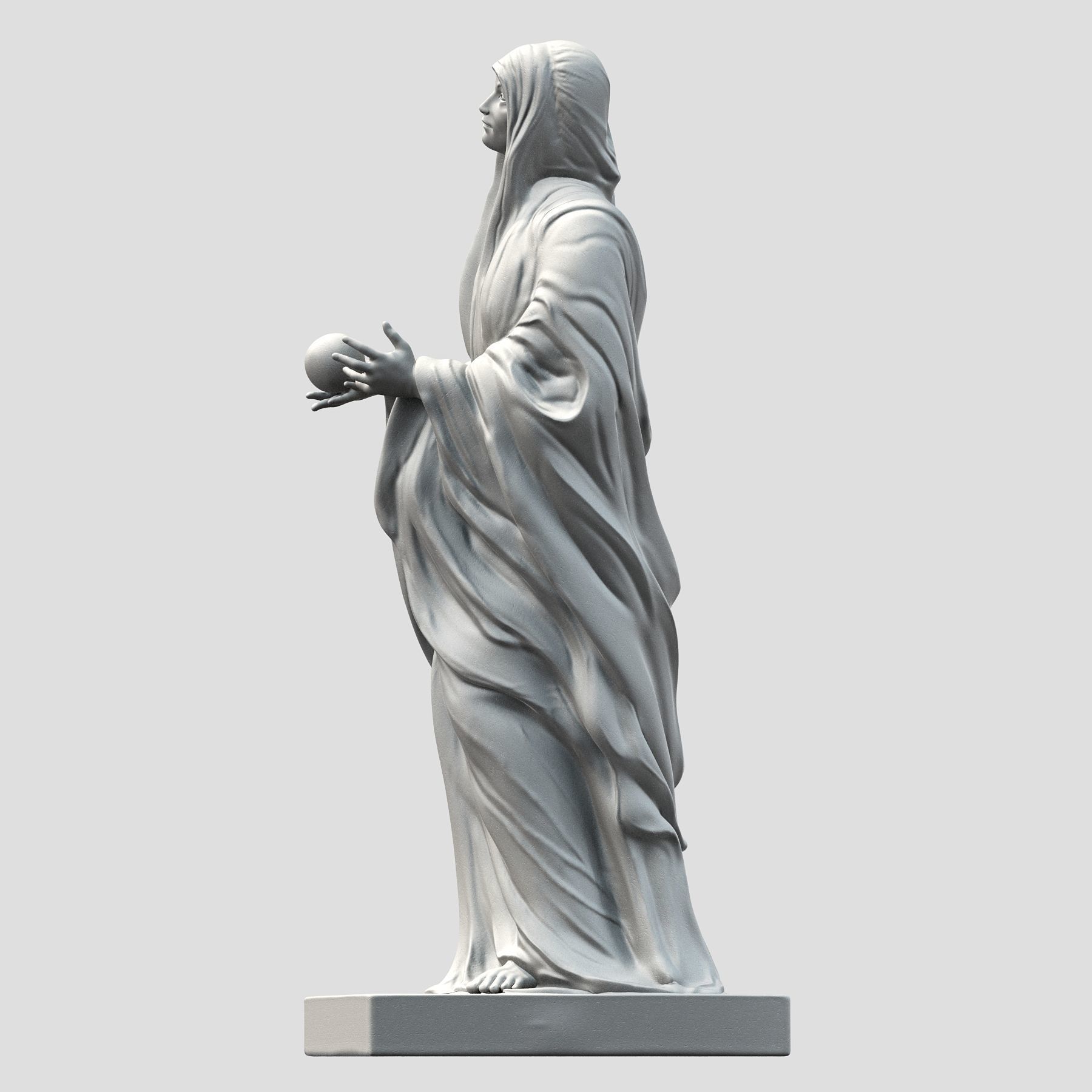 Virgin statue with cloak 3D print model_22