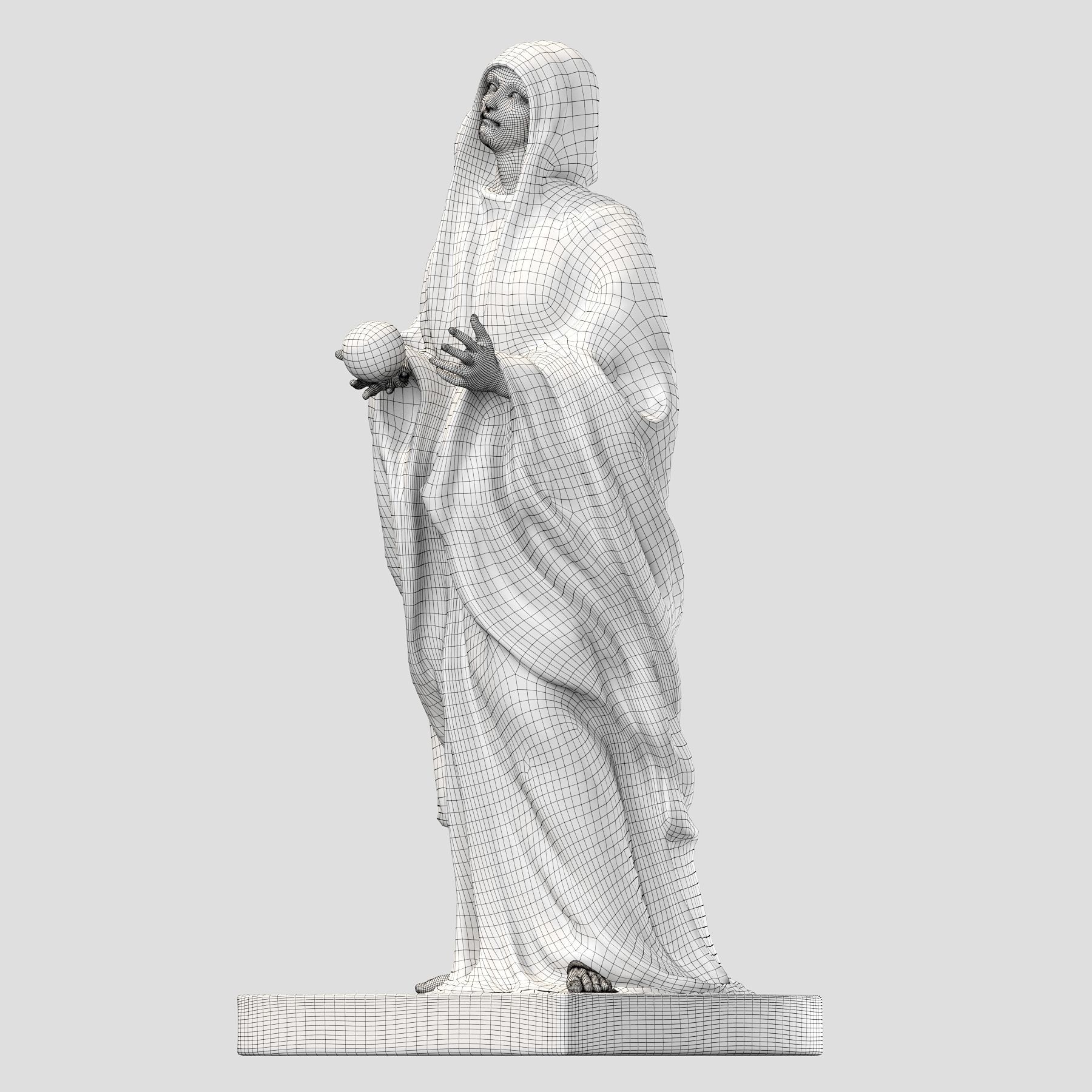 Virgin statue with cloak 3D print model_16