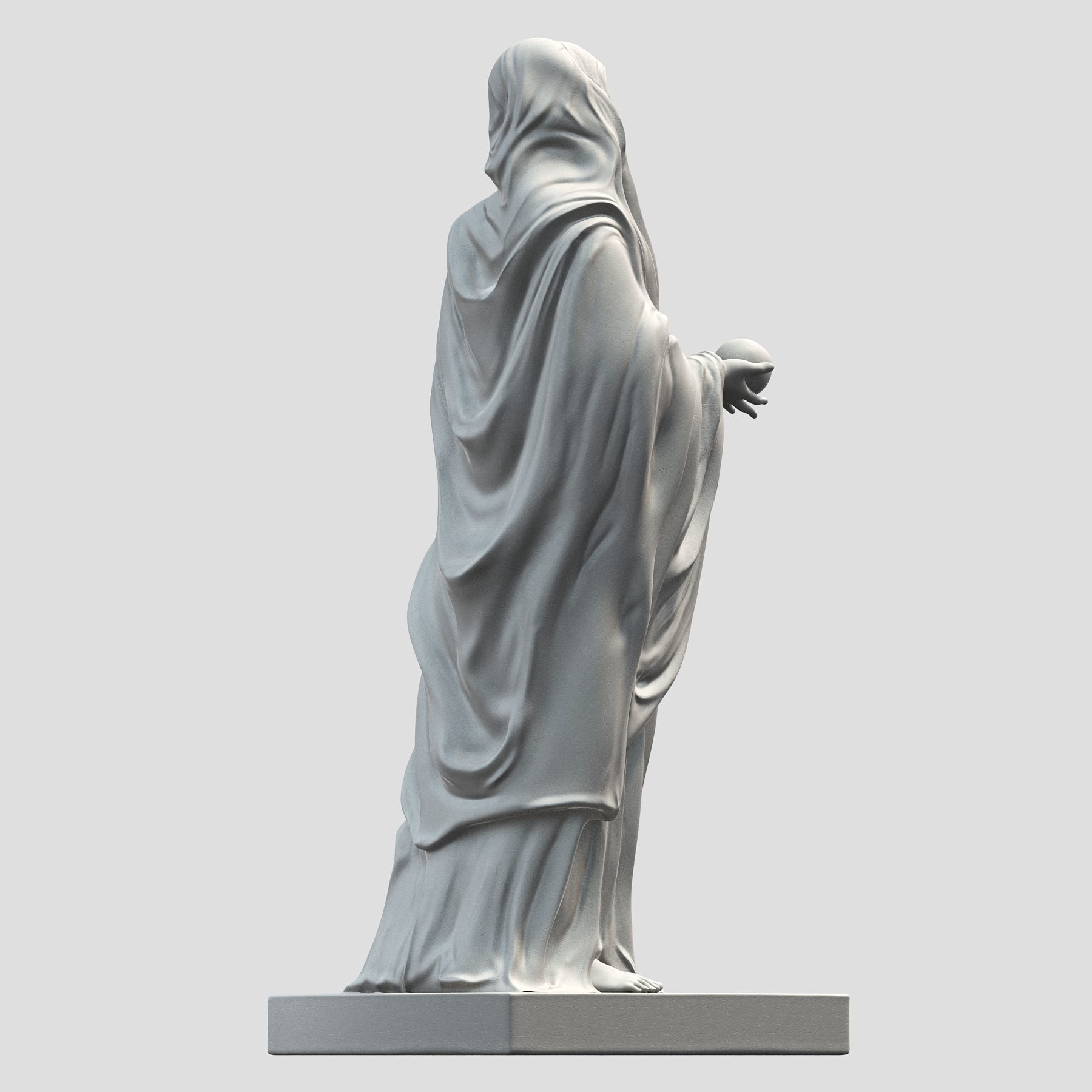 Virgin statue with cloak 3D print model_6