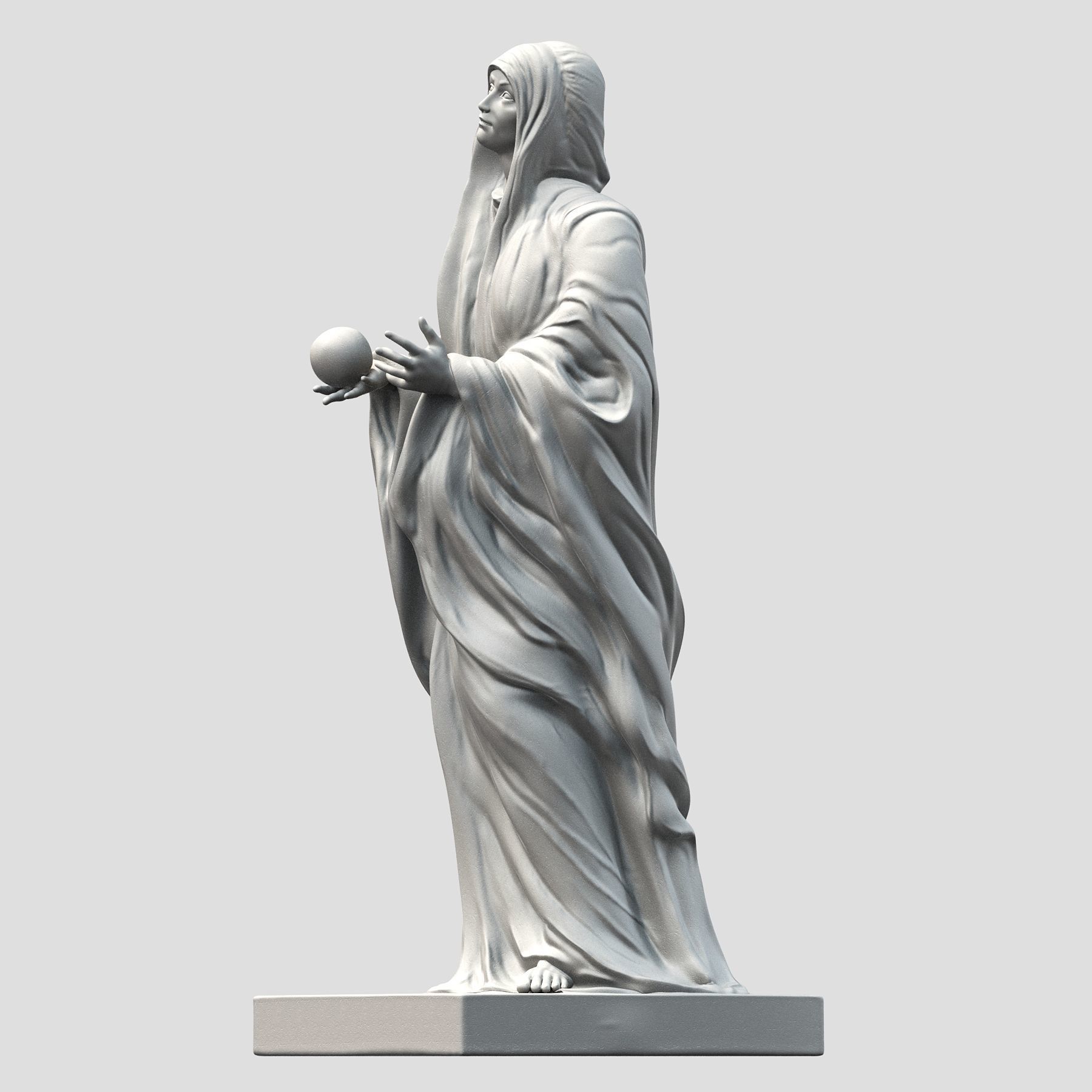 Virgin statue with cloak 3D print model_21