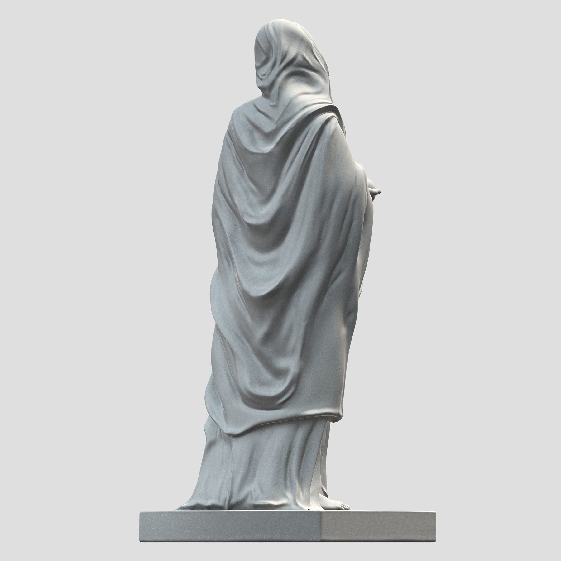 Virgin statue with cloak 3D print model_5