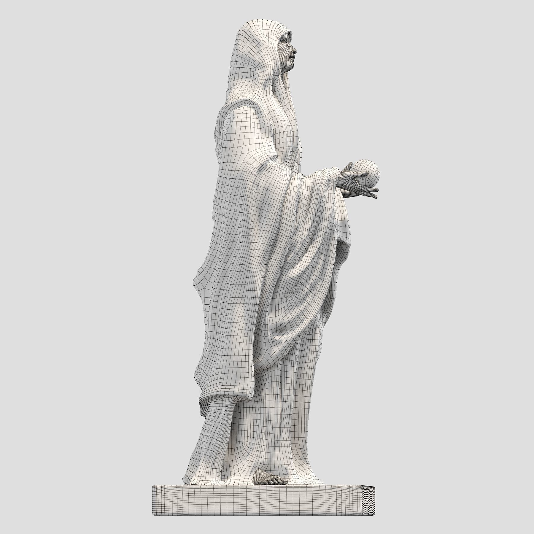 Virgin statue with cloak 3D print model_14