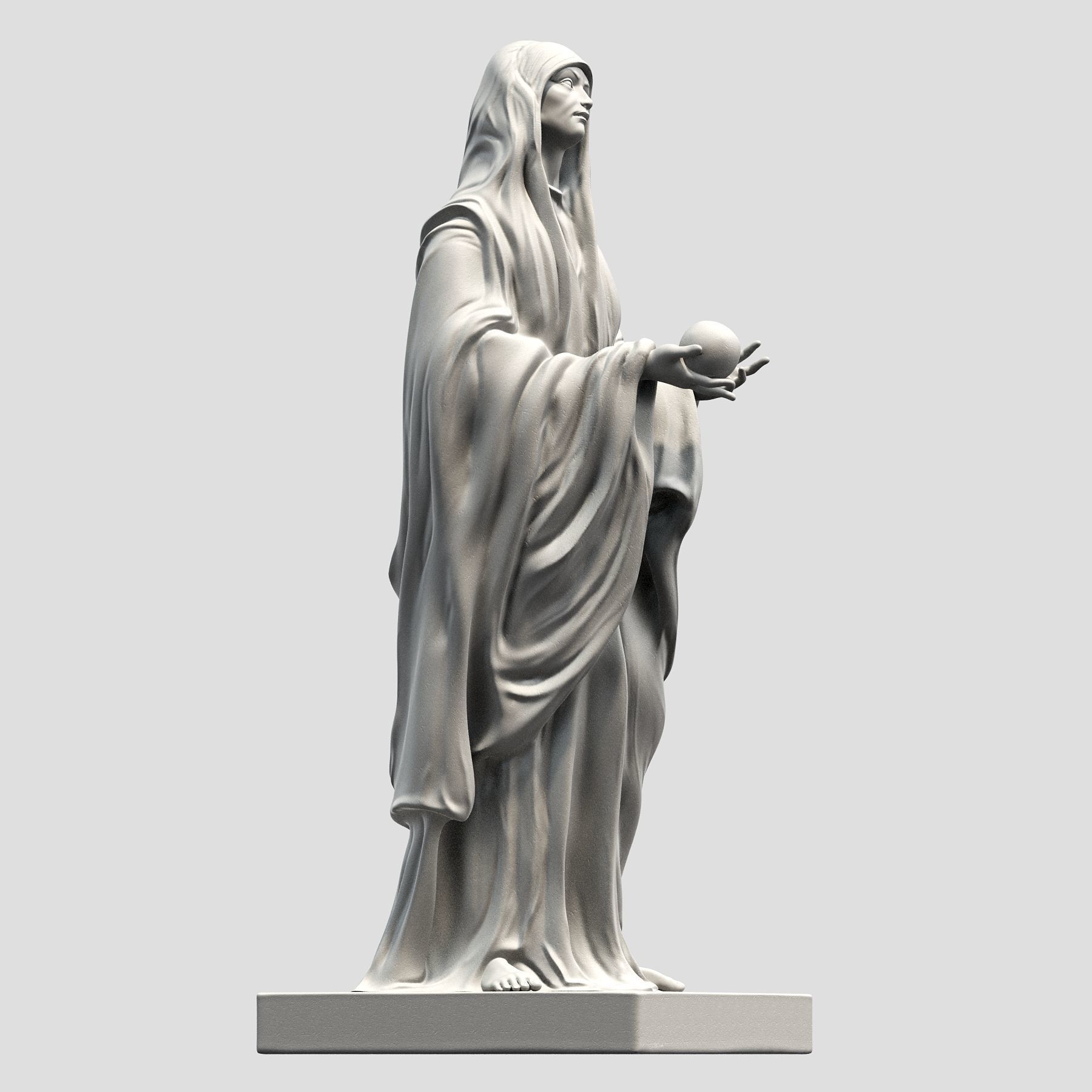 Virgin statue with cloak 3D print model_9