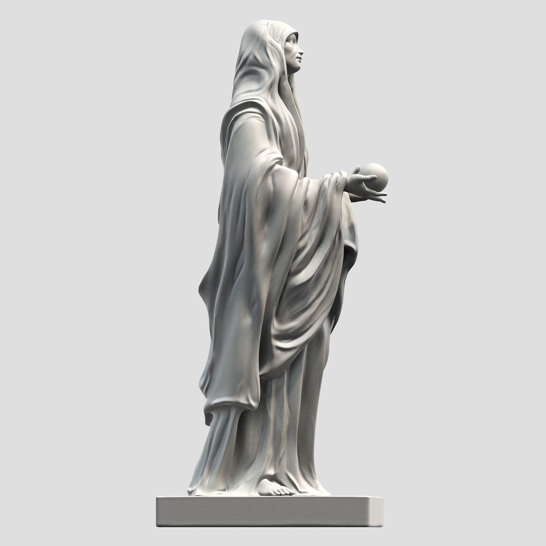 Virgin statue with cloak 3D print model_8