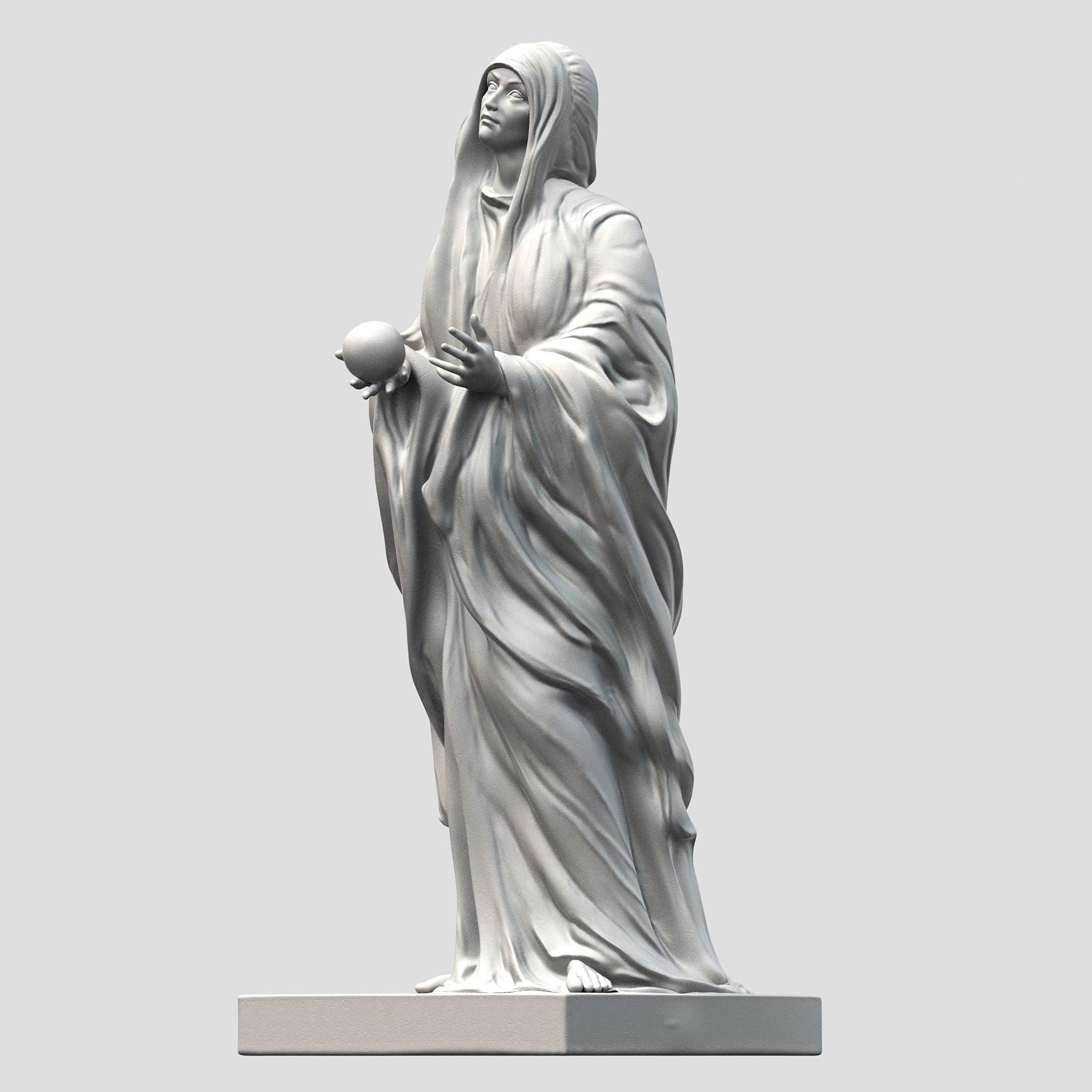 Virgin statue with cloak 3D print model_20