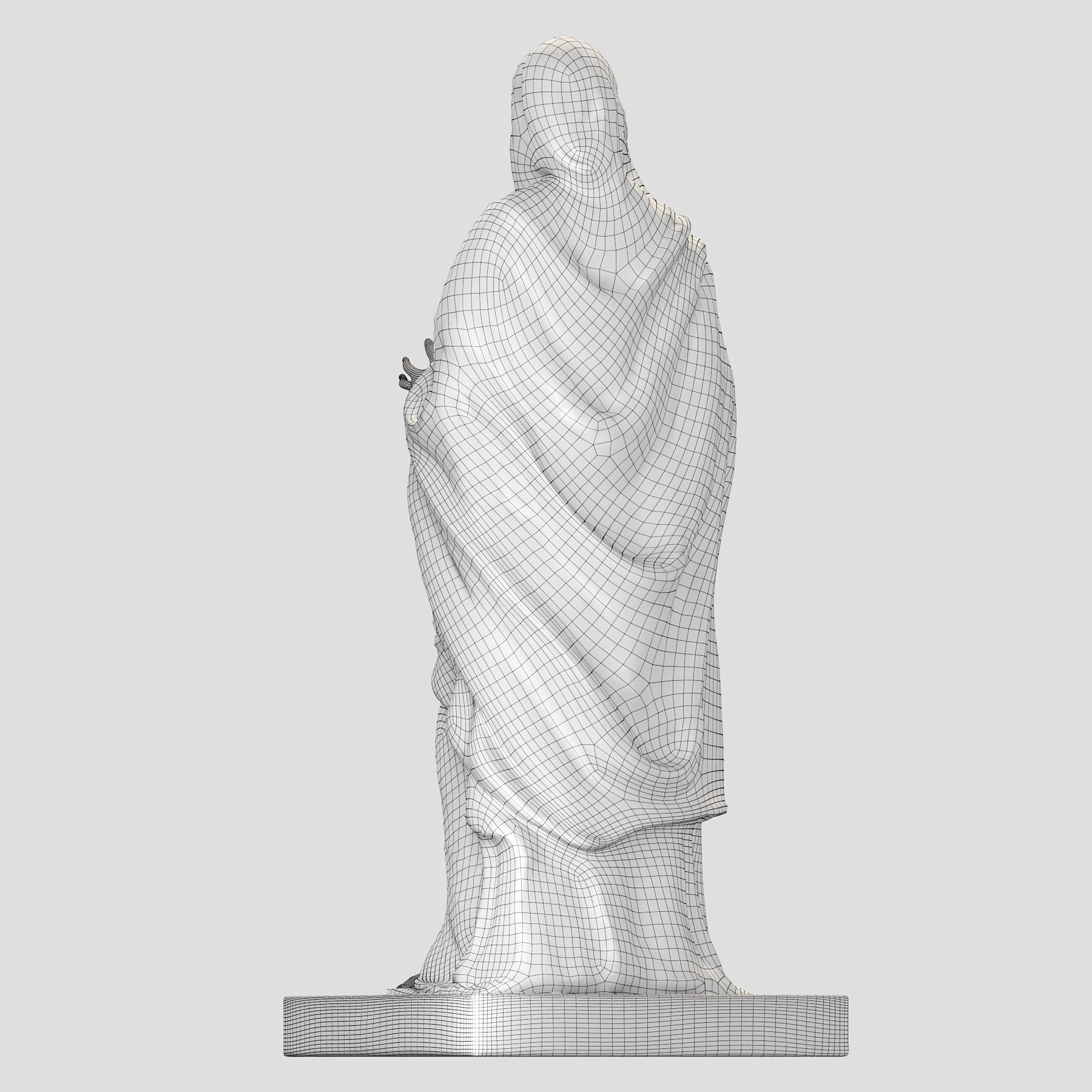 Virgin statue with cloak 3D print model_12