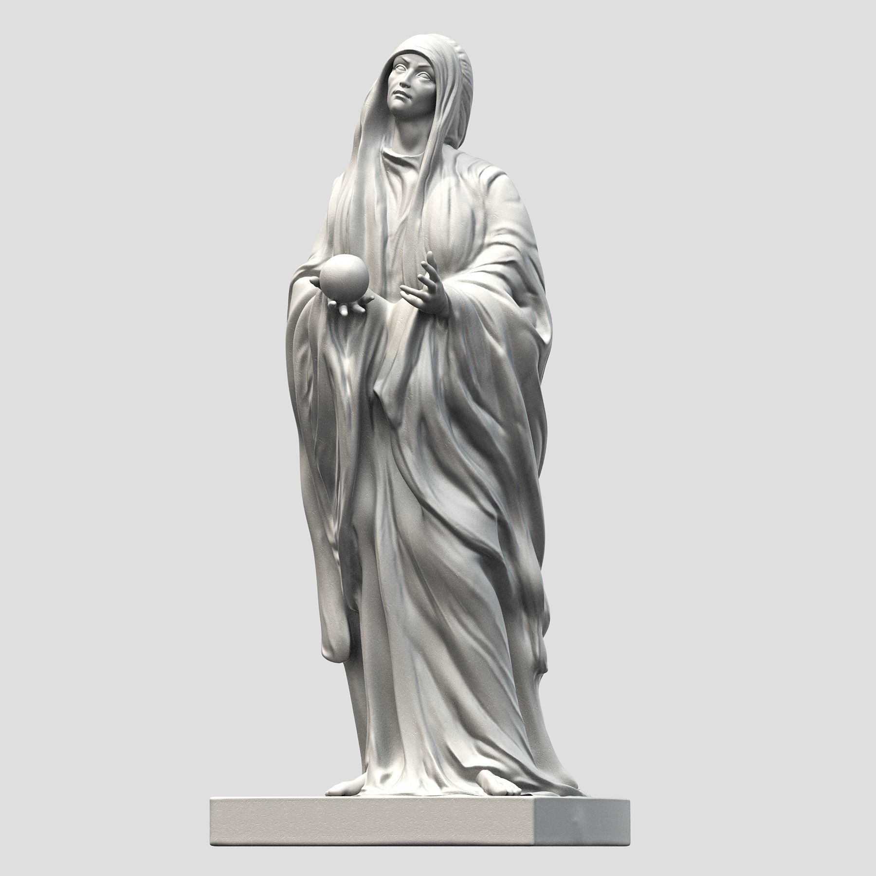 Virgin statue with cloak 3D print model_19