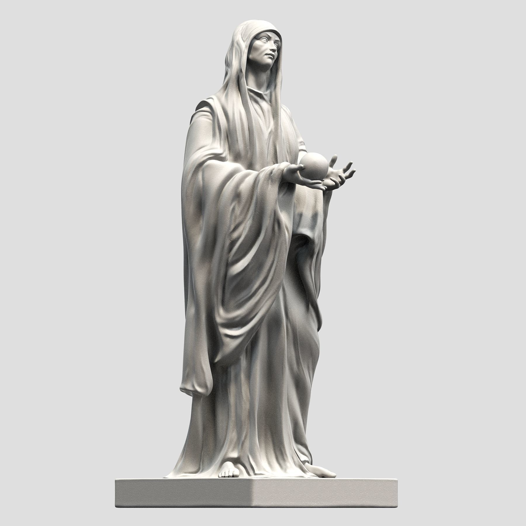 Virgin statue with cloak 3D print model_11