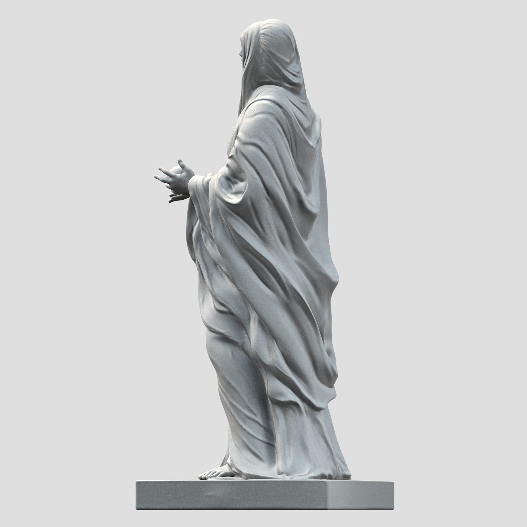 Virgin statue with cloak 3D print model_23