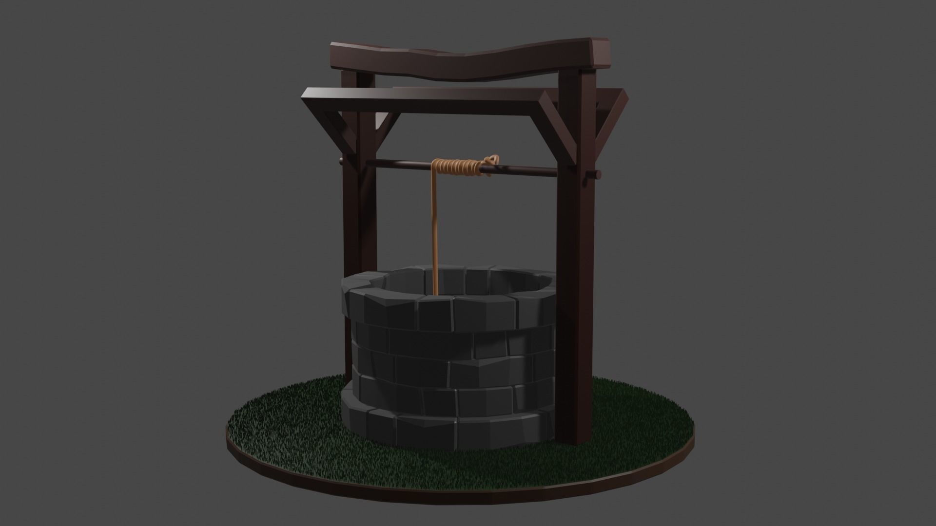 low poly well japanese water Low-poly 3D model_1