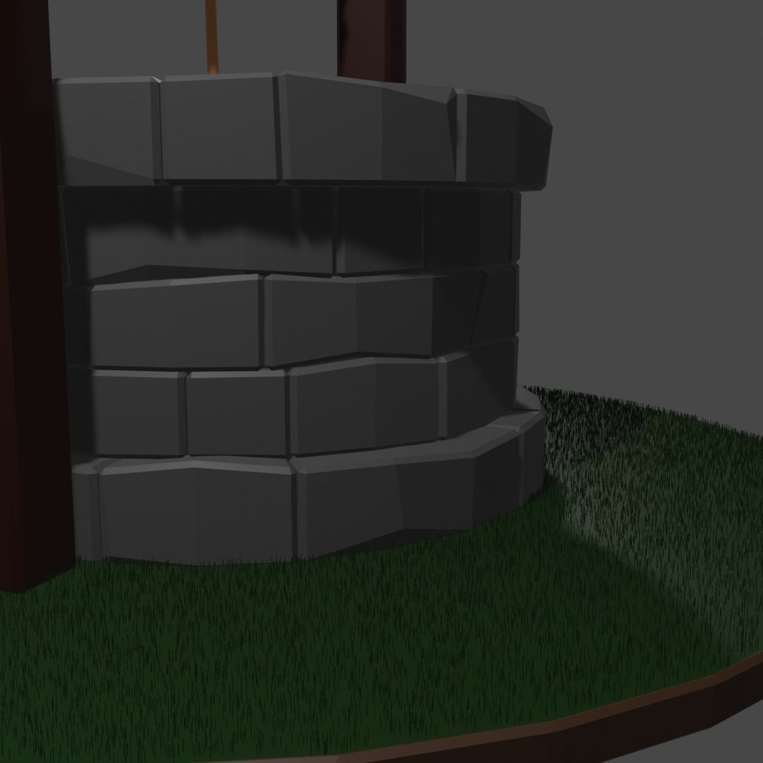 low poly well japanese water Low-poly 3D model_3