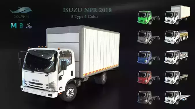 ISUZU NPR 2018 Low-poly 3D model
