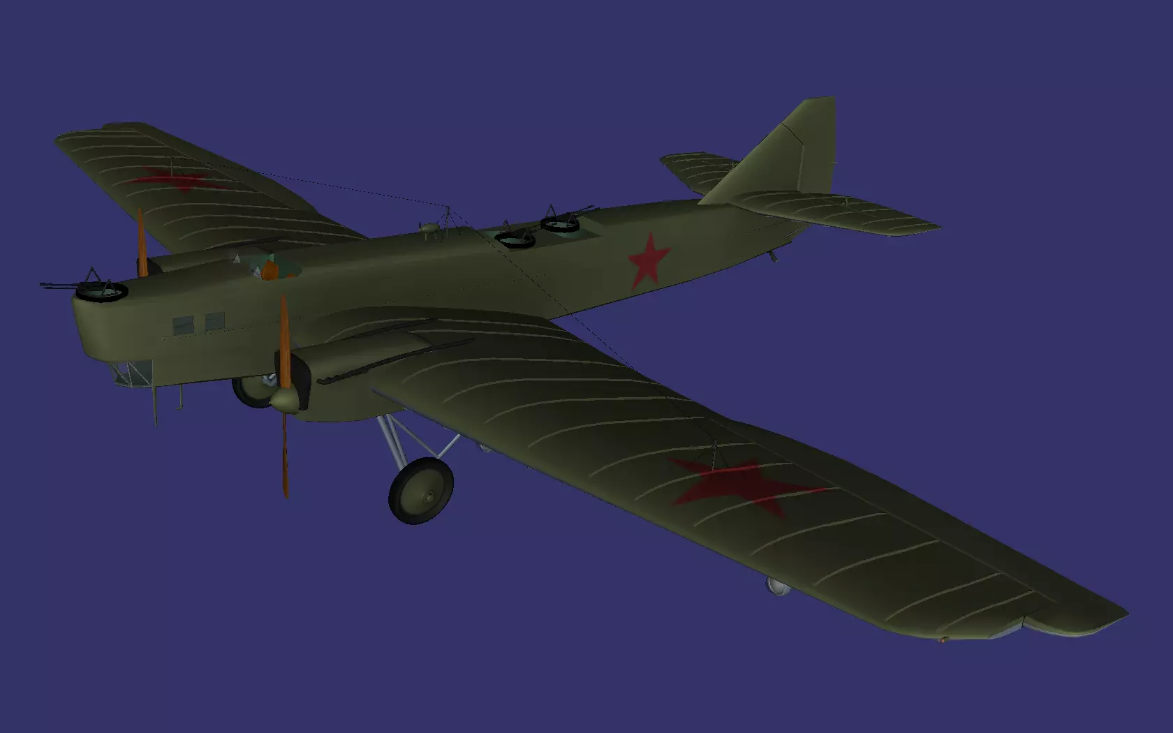Tupolev TB-1 Free low-poly 3D model_0