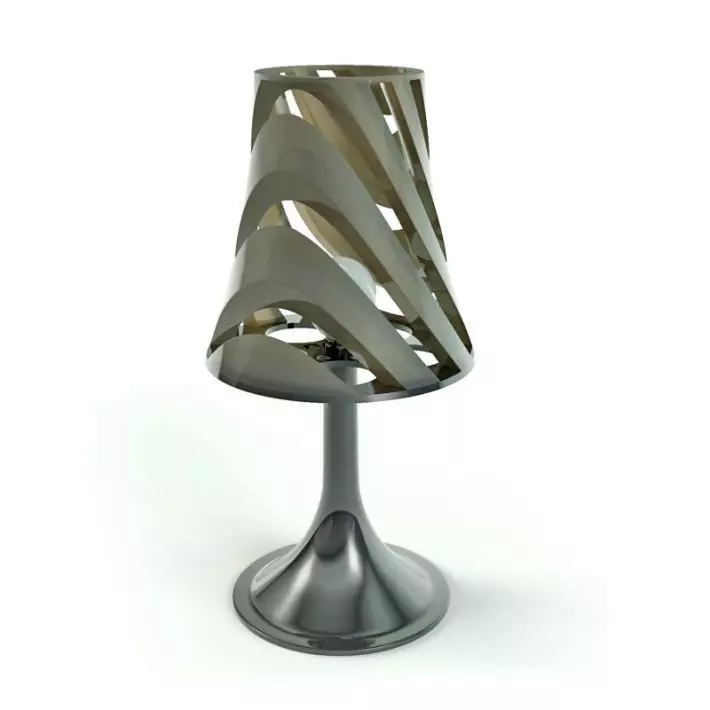 Silver Metallic Lamp 3D model_0