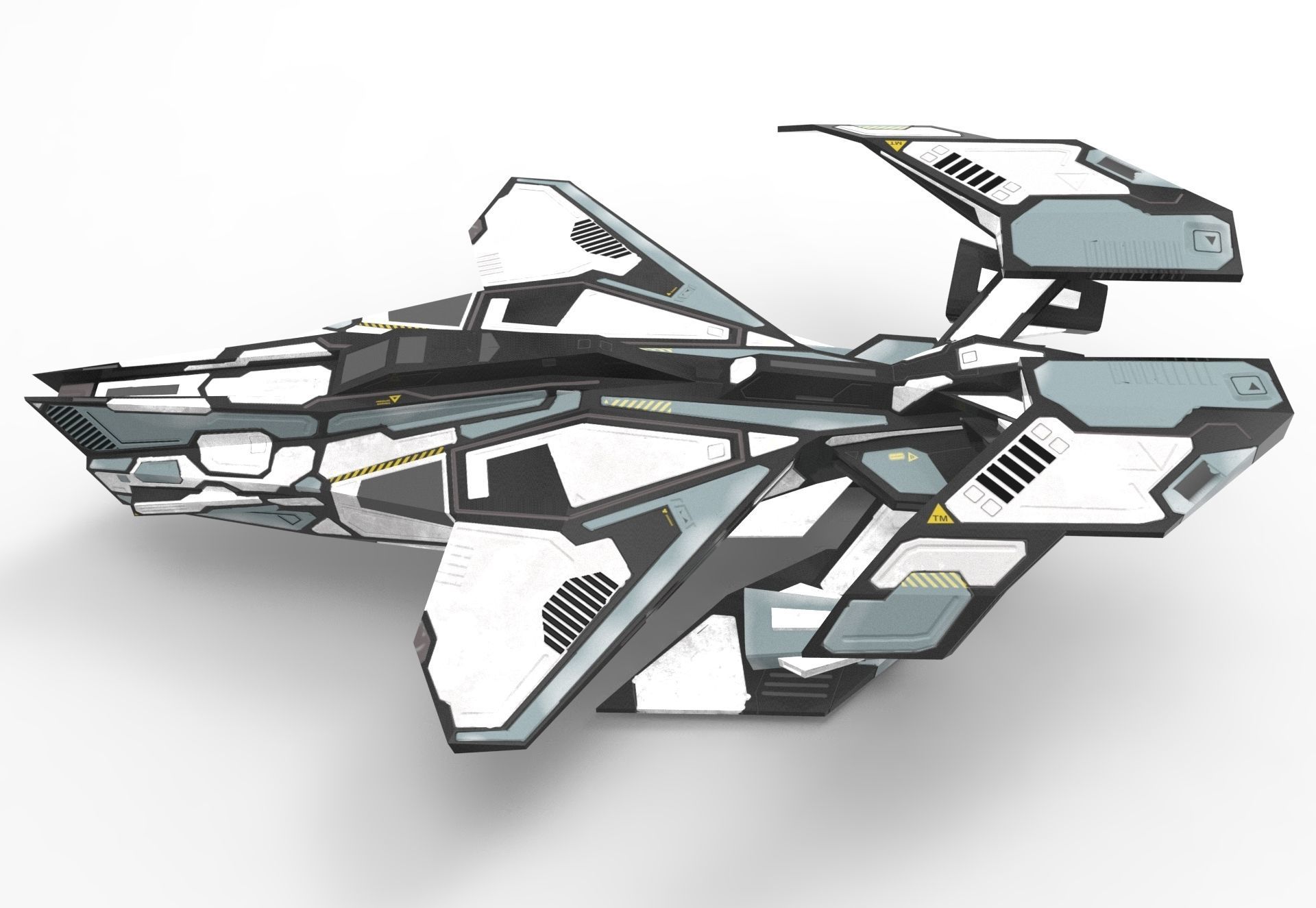 Spaceship M01-V2 Low-poly 3D model_3
