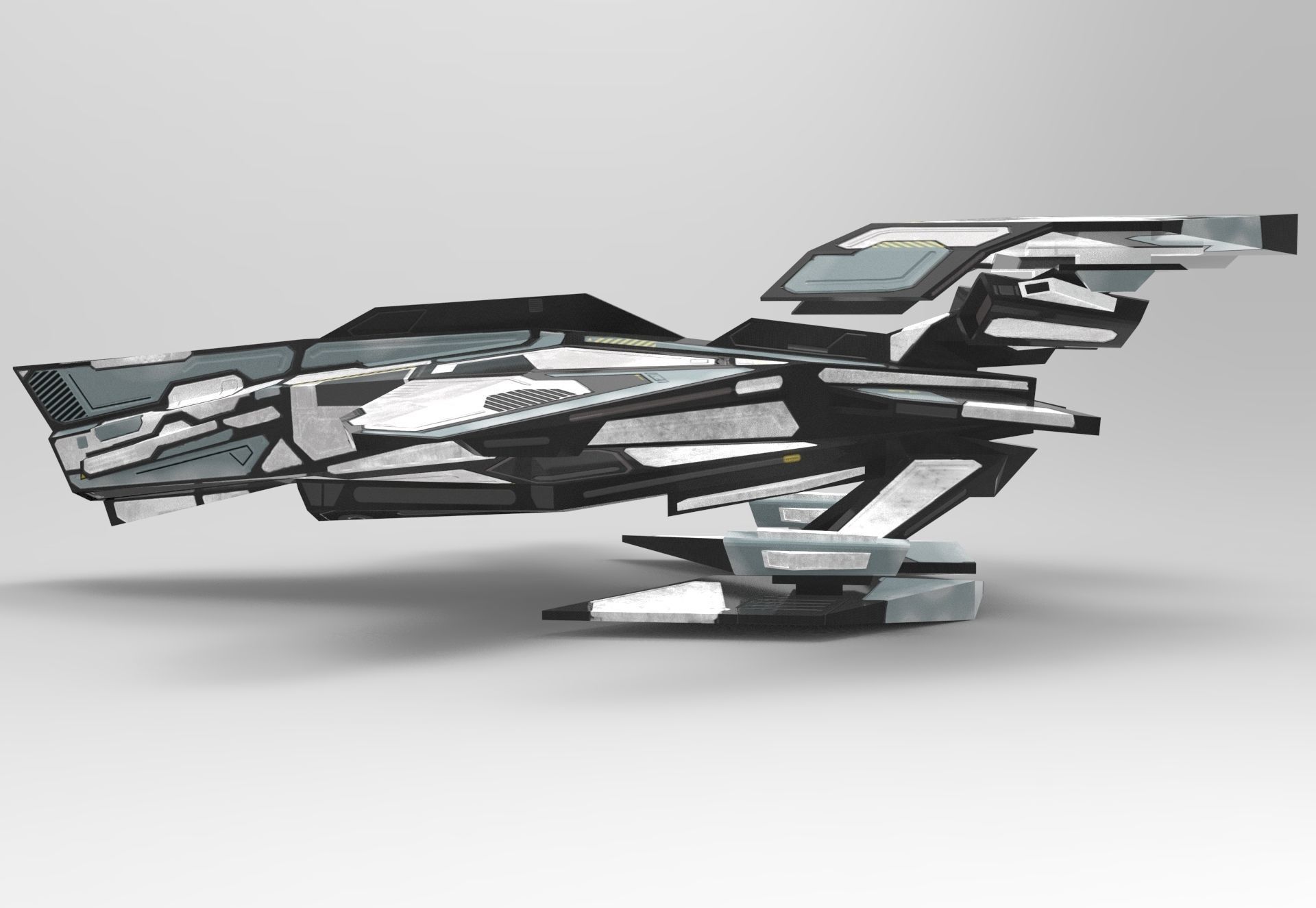 Spaceship M01-V2 Low-poly 3D model_1