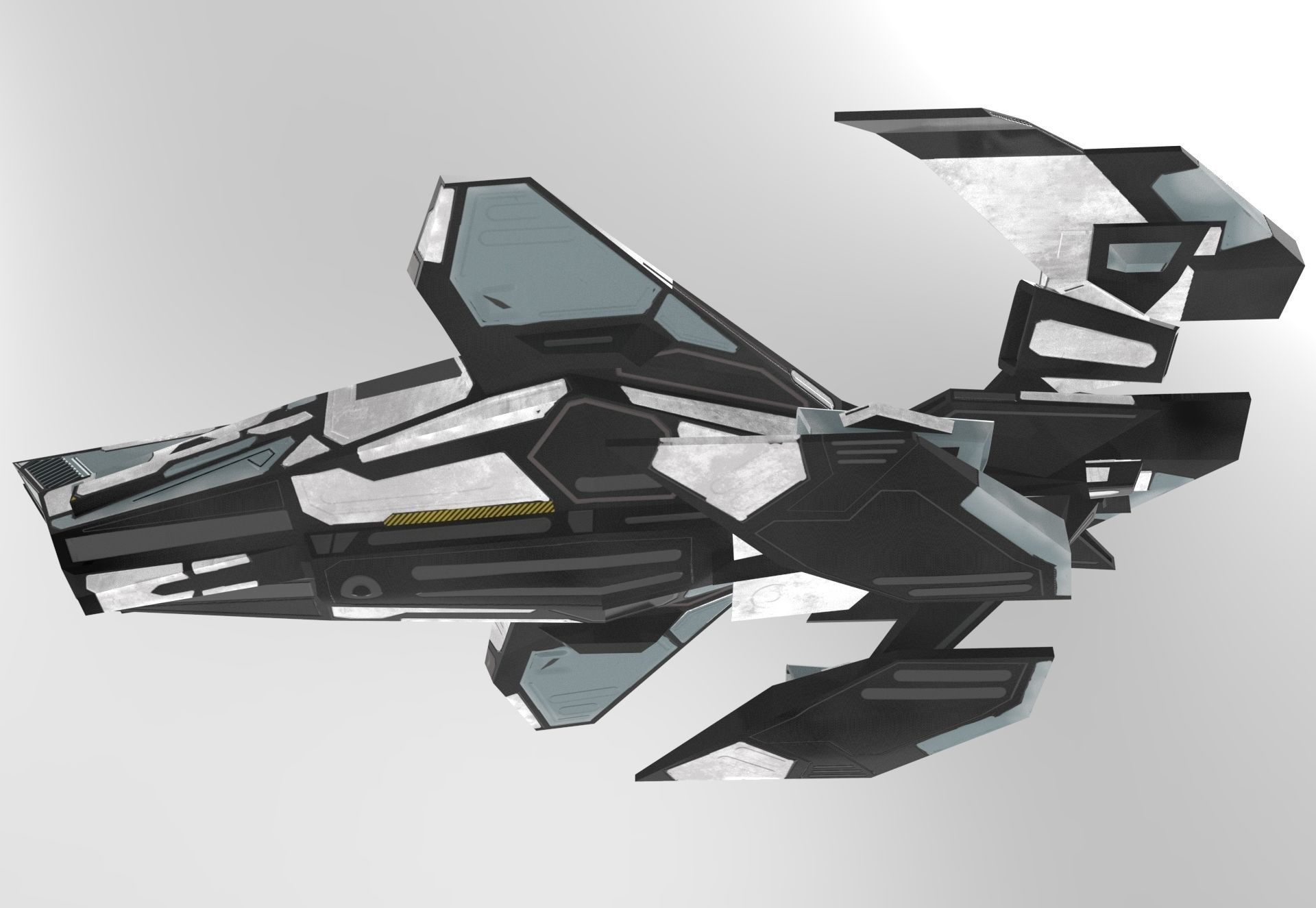 Spaceship M01-V2 Low-poly 3D model_8