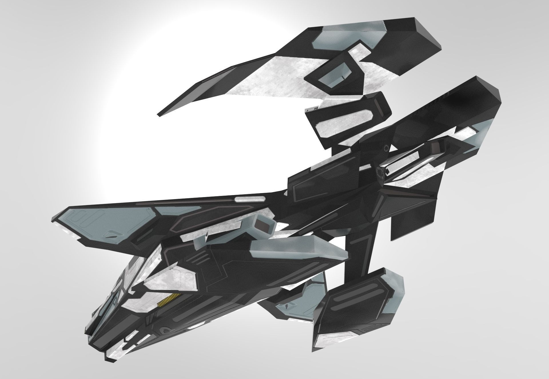 Spaceship M01-V2 Low-poly 3D model_6
