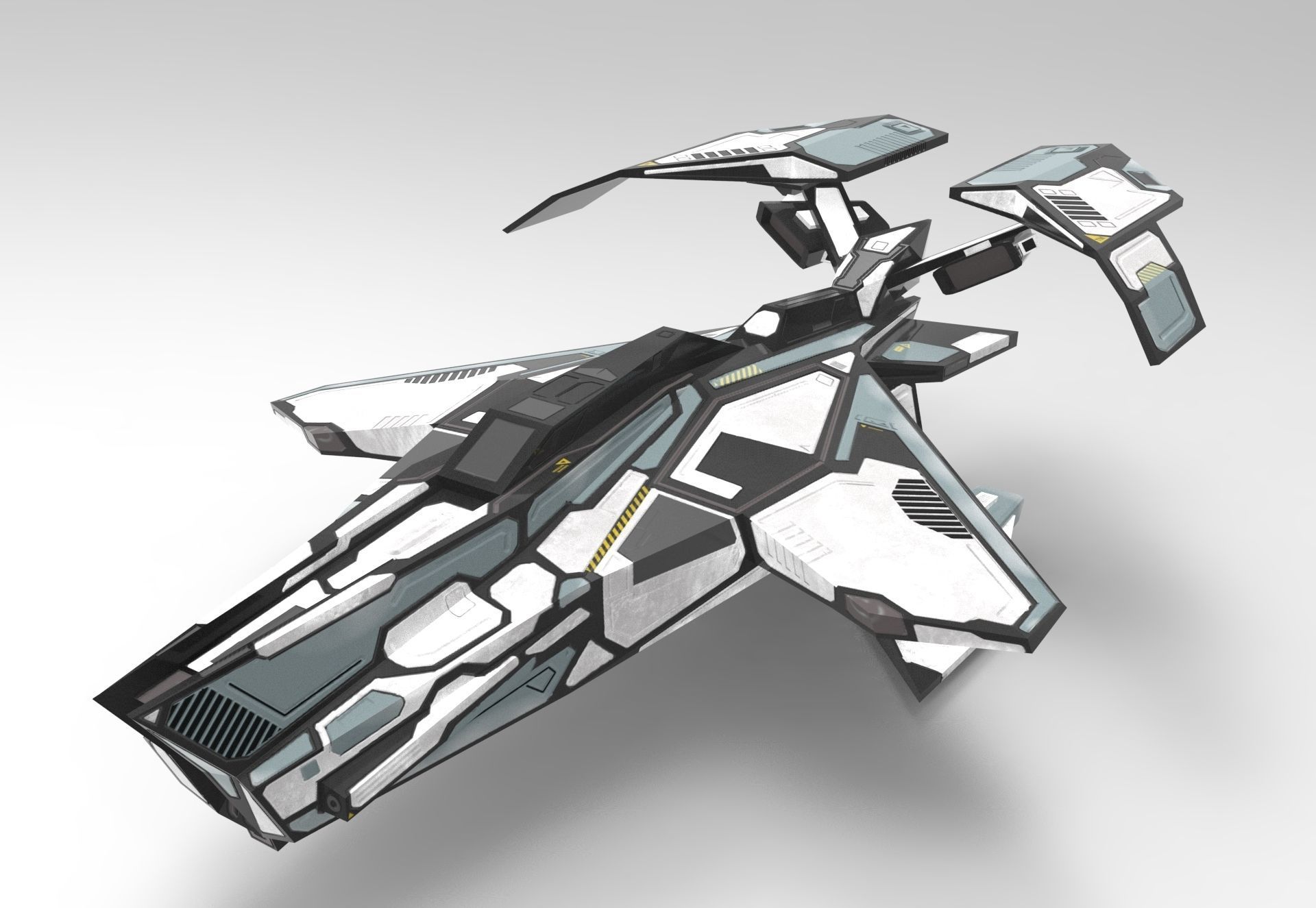 Spaceship M01-V2 Low-poly 3D model_2