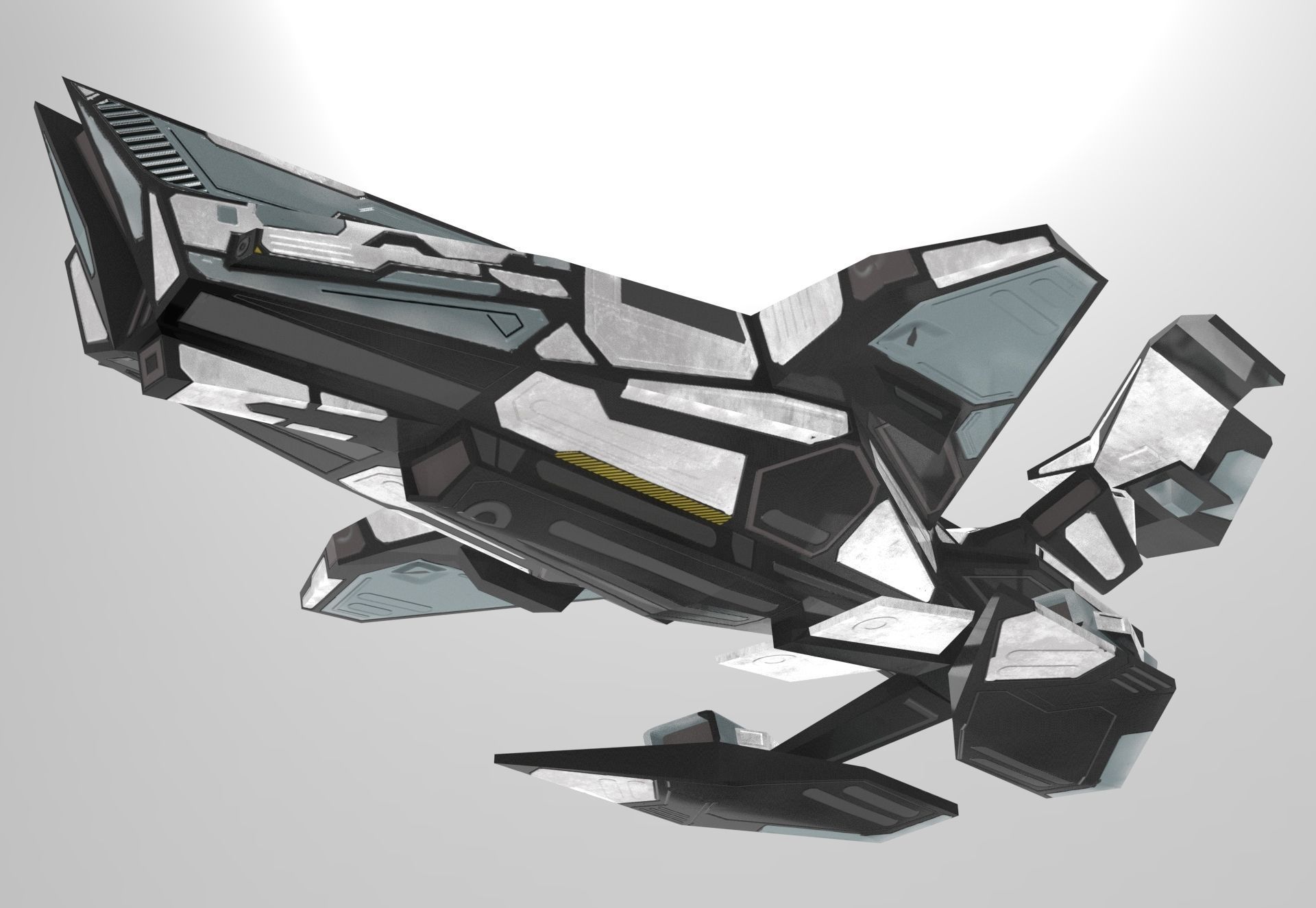 Spaceship M01-V2 Low-poly 3D model_7