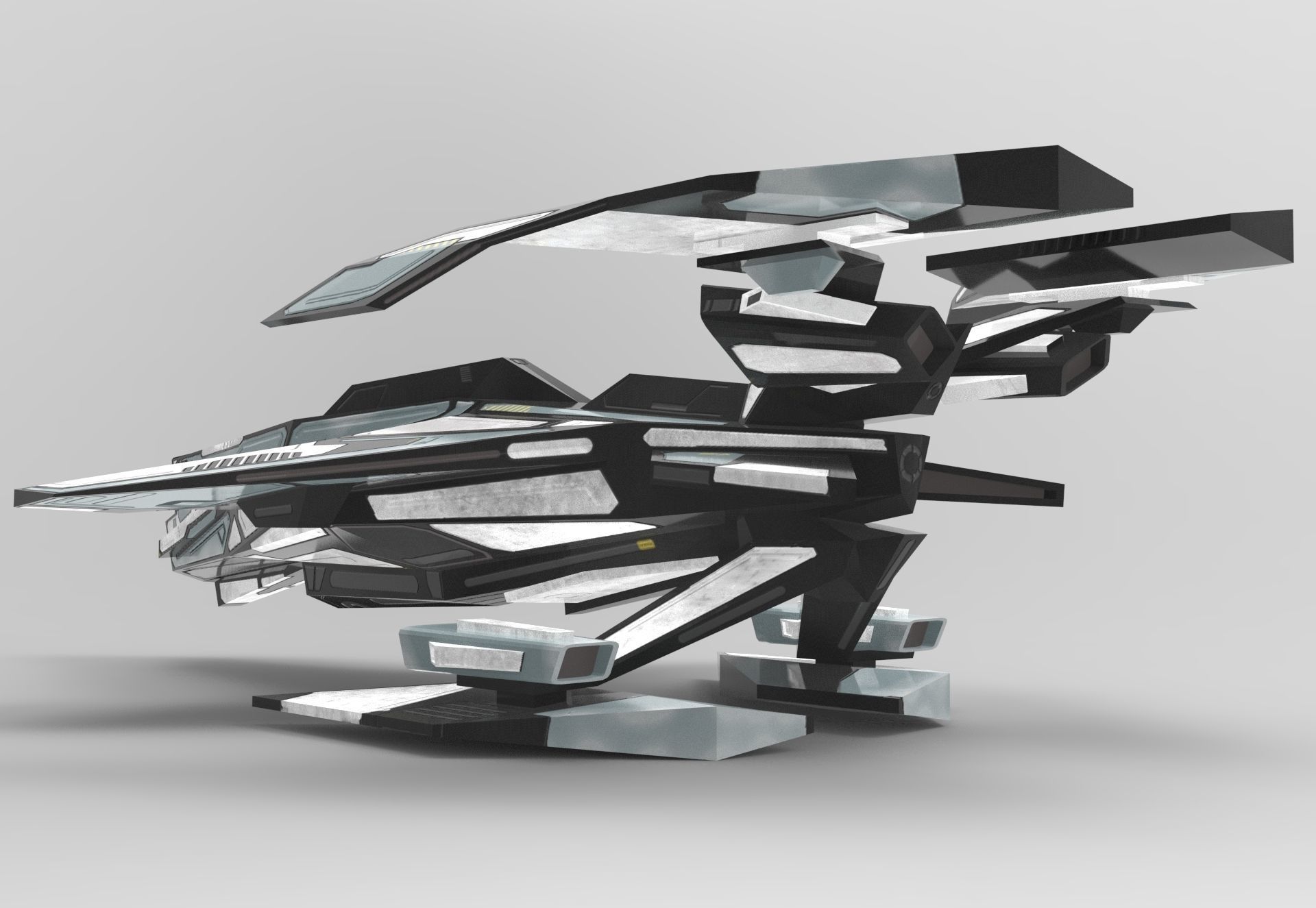 Spaceship M01-V2 Low-poly 3D model_9