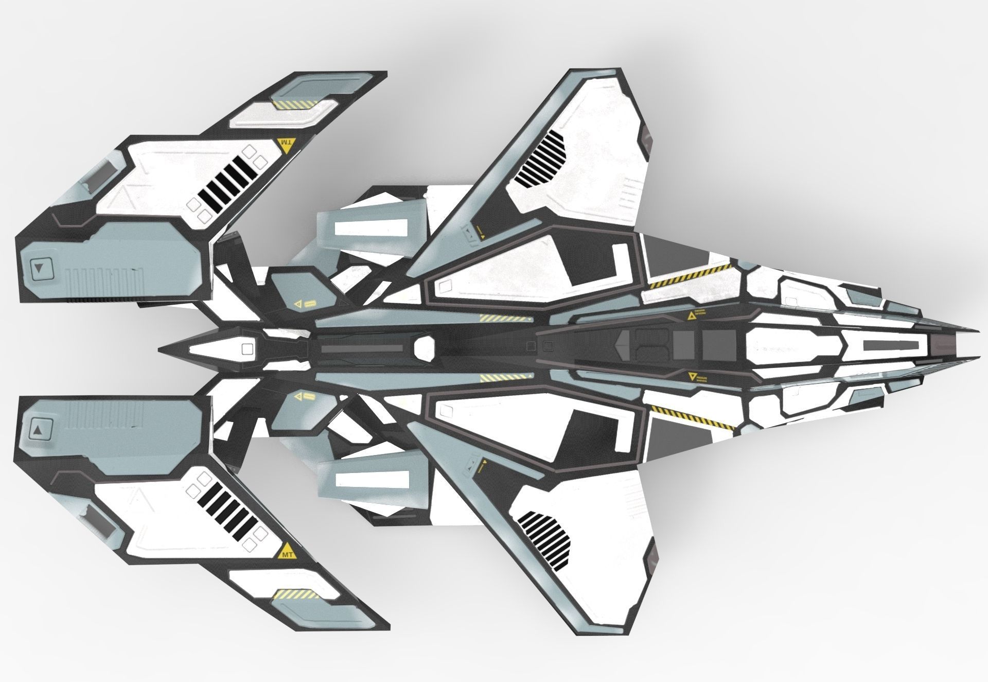 Spaceship M01-V2 Low-poly 3D model_4
