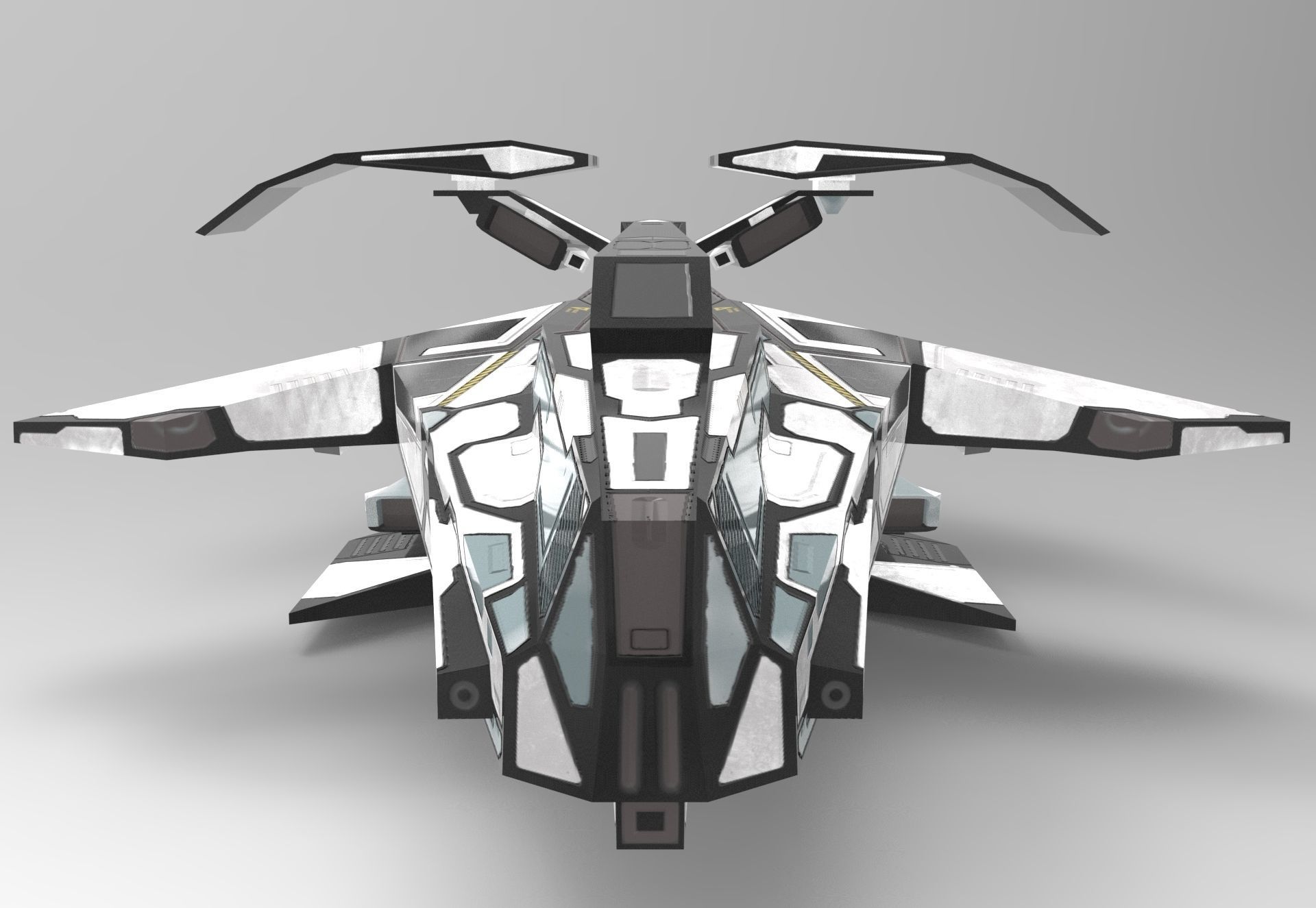 Spaceship M01-V2 Low-poly 3D model_5