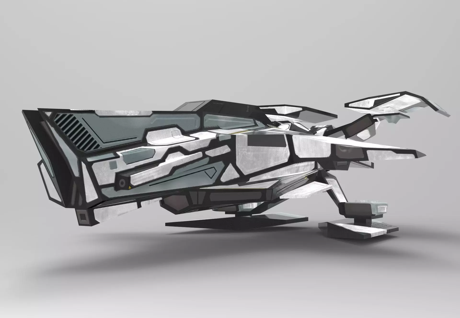 Spaceship M01-V2 Low-poly 3D model_0