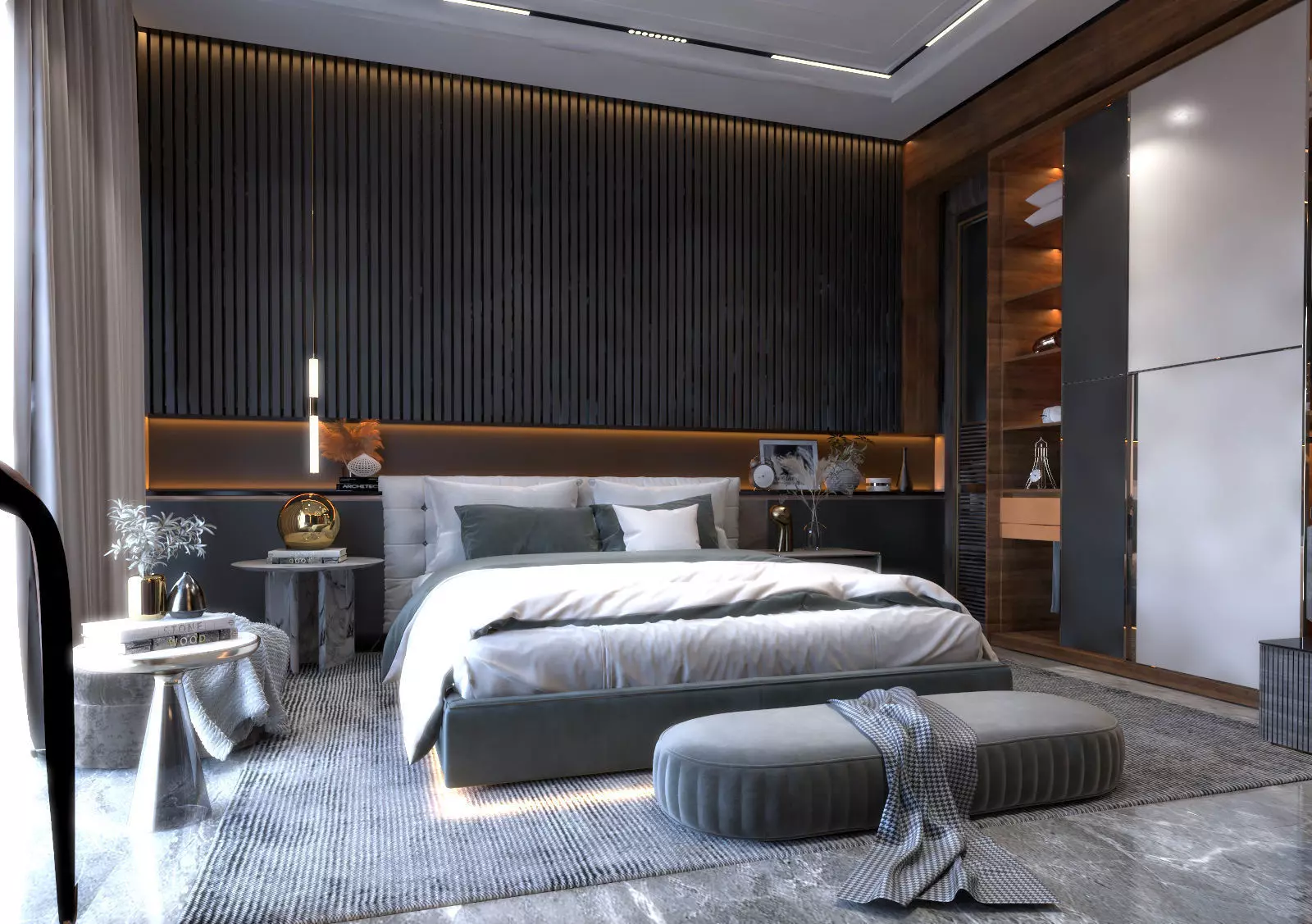 Bedroom modern with accents 3D model