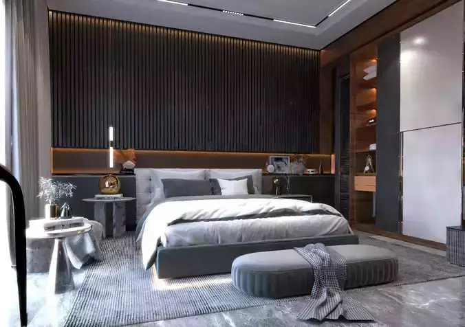 Bedroom modern with accents