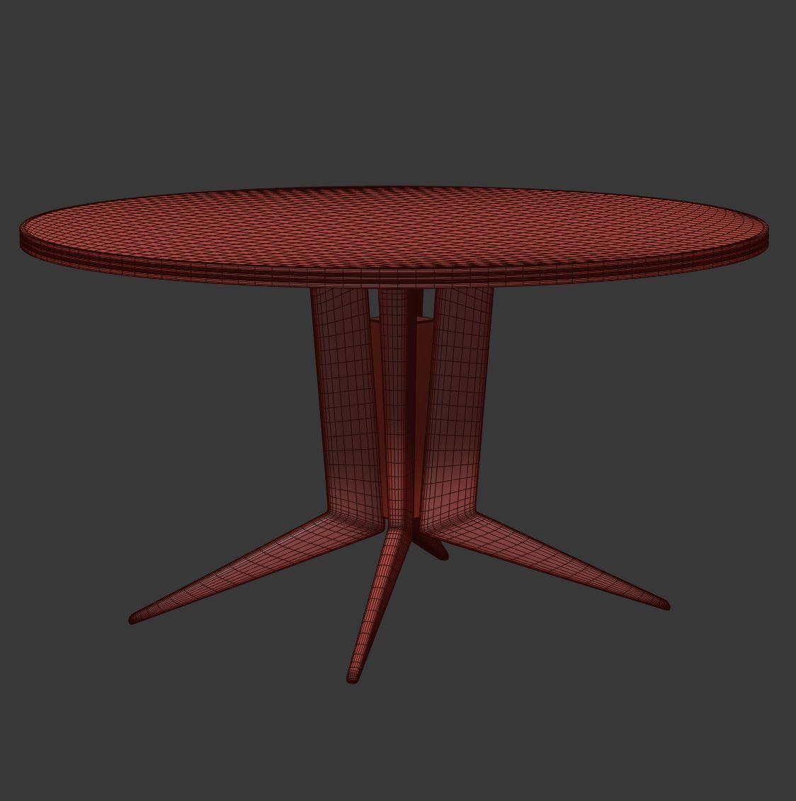 Blick round wooden dining table  Low-poly 3D model_4