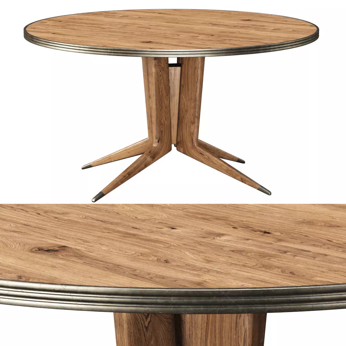 Blick round wooden dining table  Low-poly 3D model_0