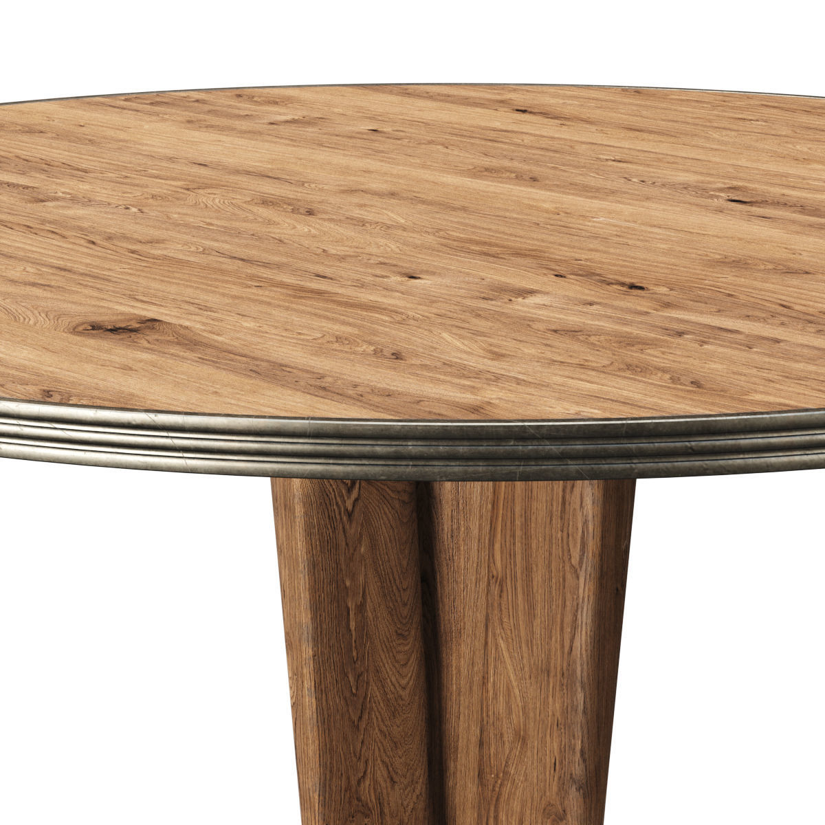 Blick round wooden dining table  Low-poly 3D model_2