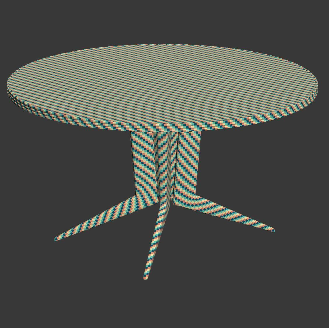 Blick round wooden dining table  Low-poly 3D model_5