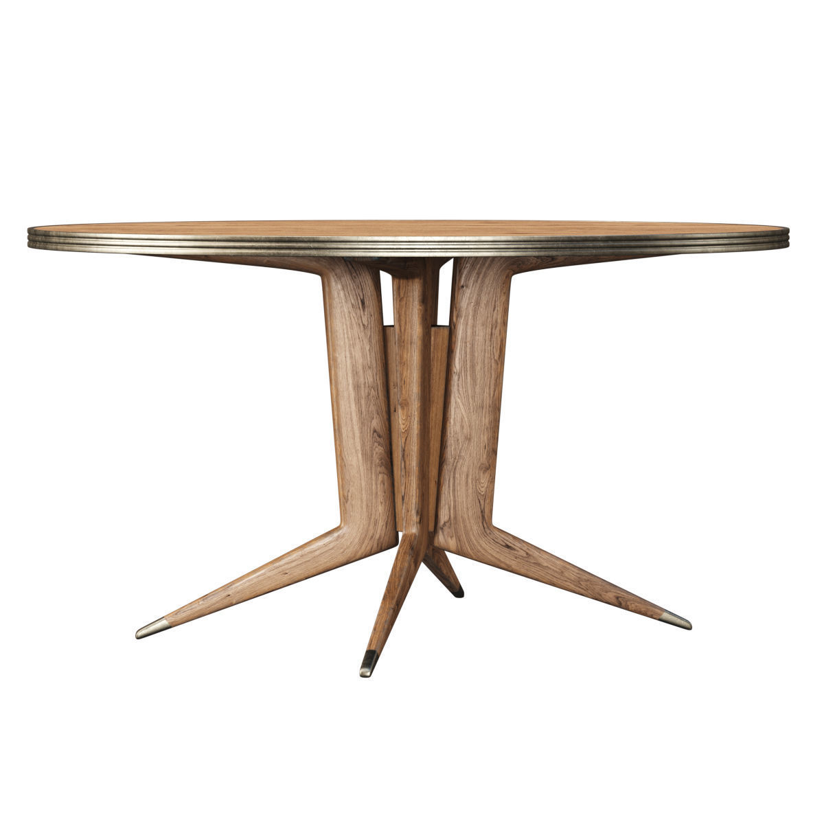 Blick round wooden dining table  Low-poly 3D model_3
