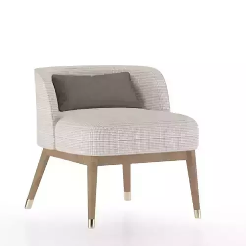 ARMCHAIR 3D Model lounge chair with fabric and wooden legs
