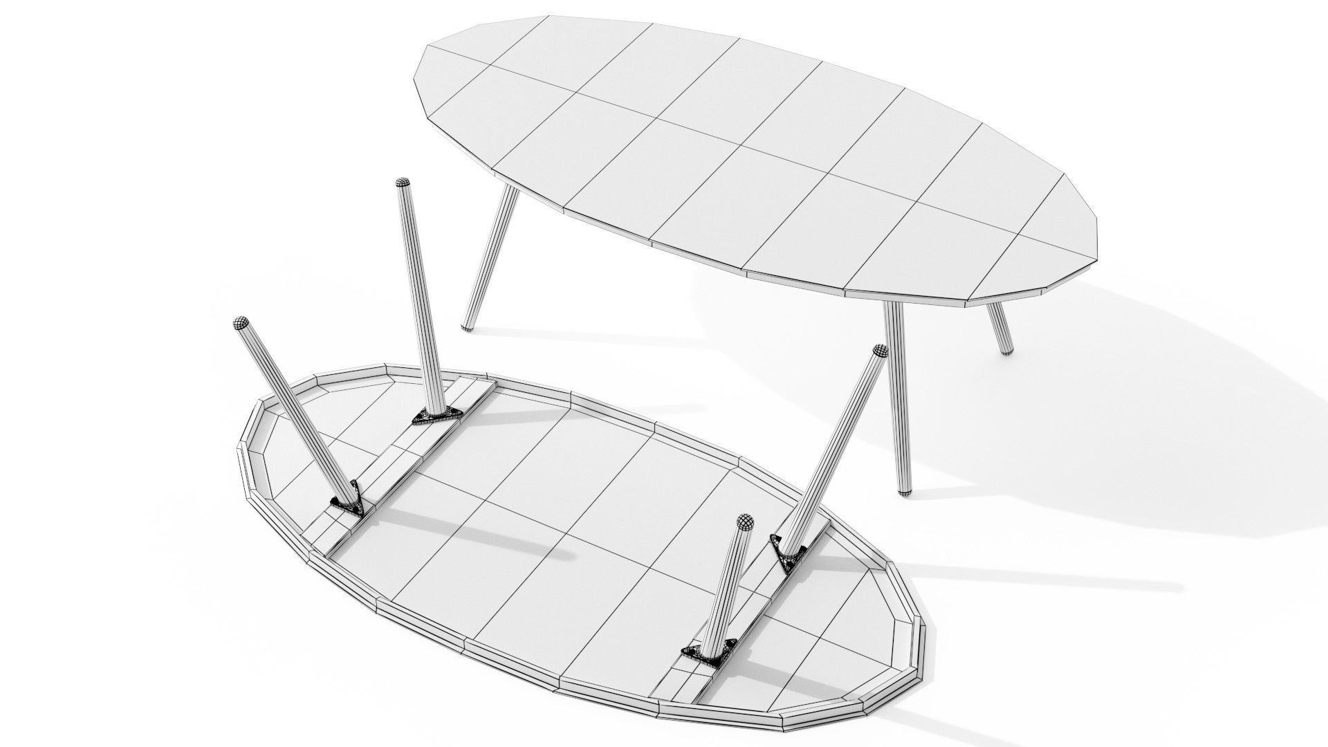 Halden Dark Charcoal Oval Coffee Table Low-poly 3D model_7