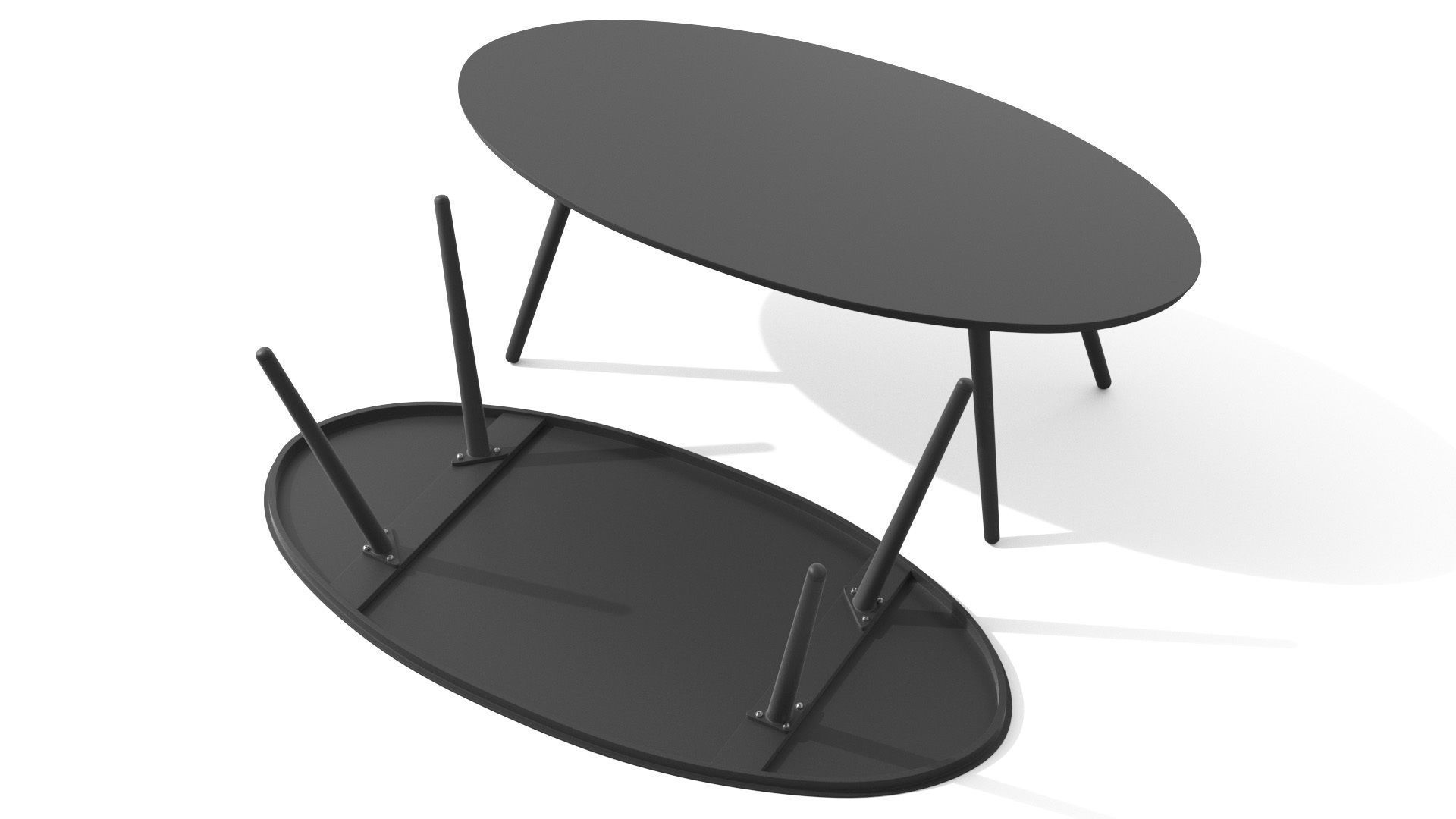 Halden Dark Charcoal Oval Coffee Table Low-poly 3D model_4