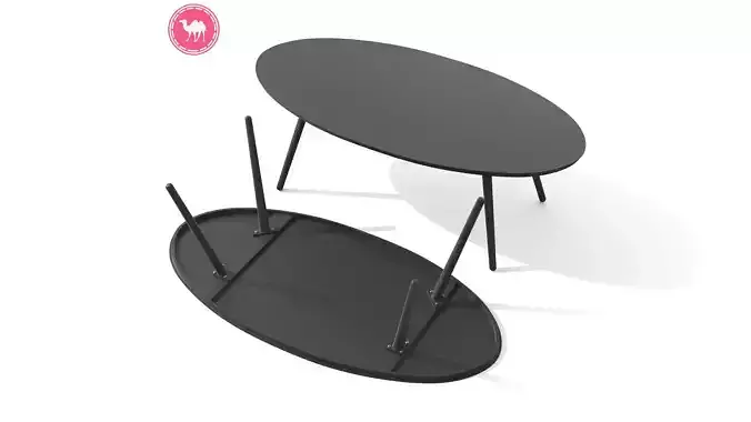 Halden Dark Charcoal Oval Coffee Table Low-poly 3D model