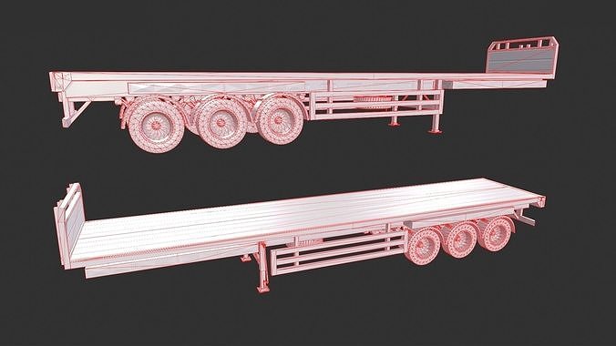 Flatbed Container Low-poly 3D model 3